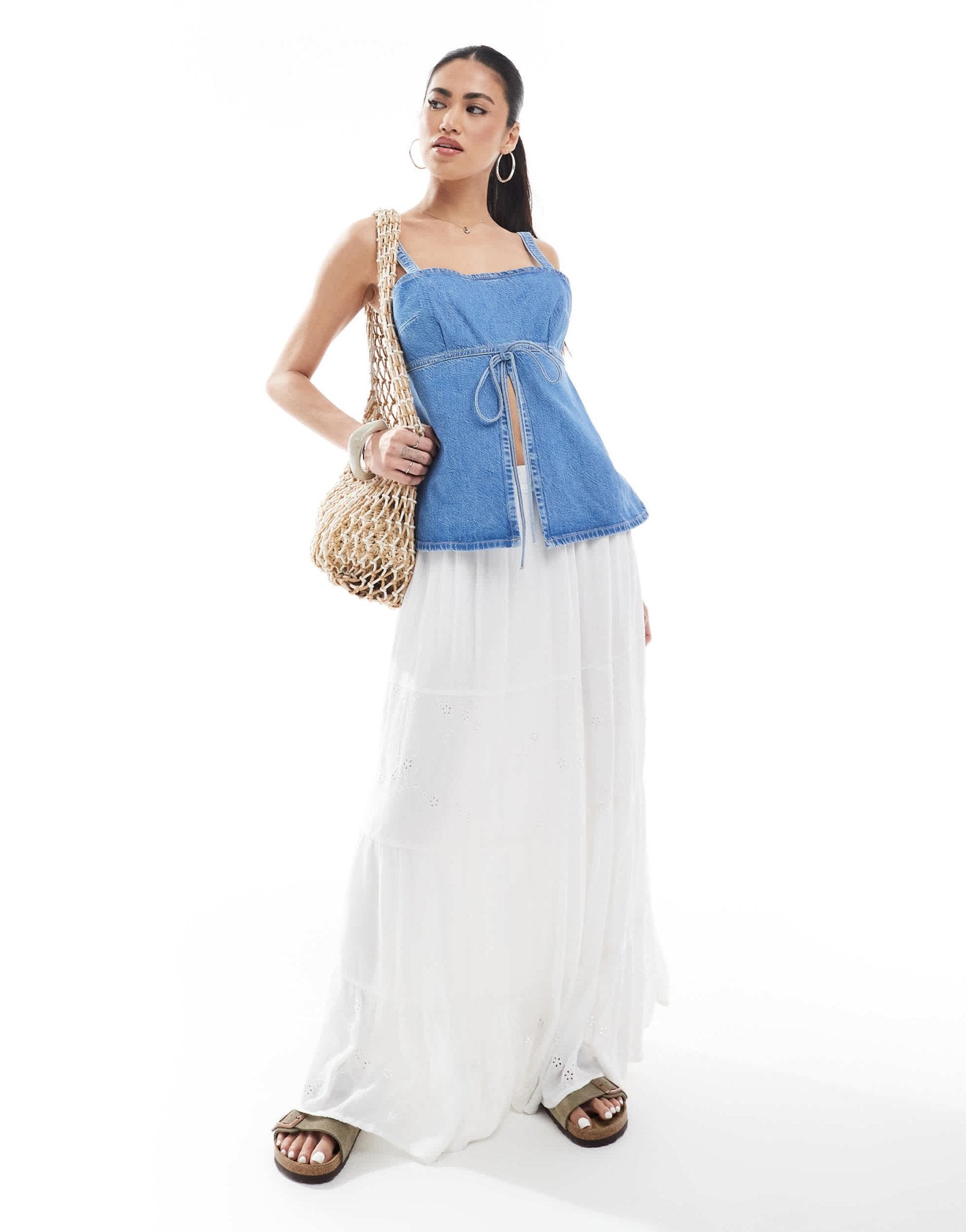 ONLY textured maxi skirt in white - ASOS Sample Sale