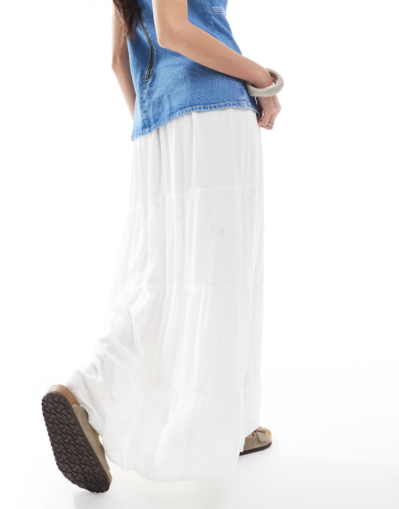 ONLY textured maxi skirt in white - ASOS Sample Sale