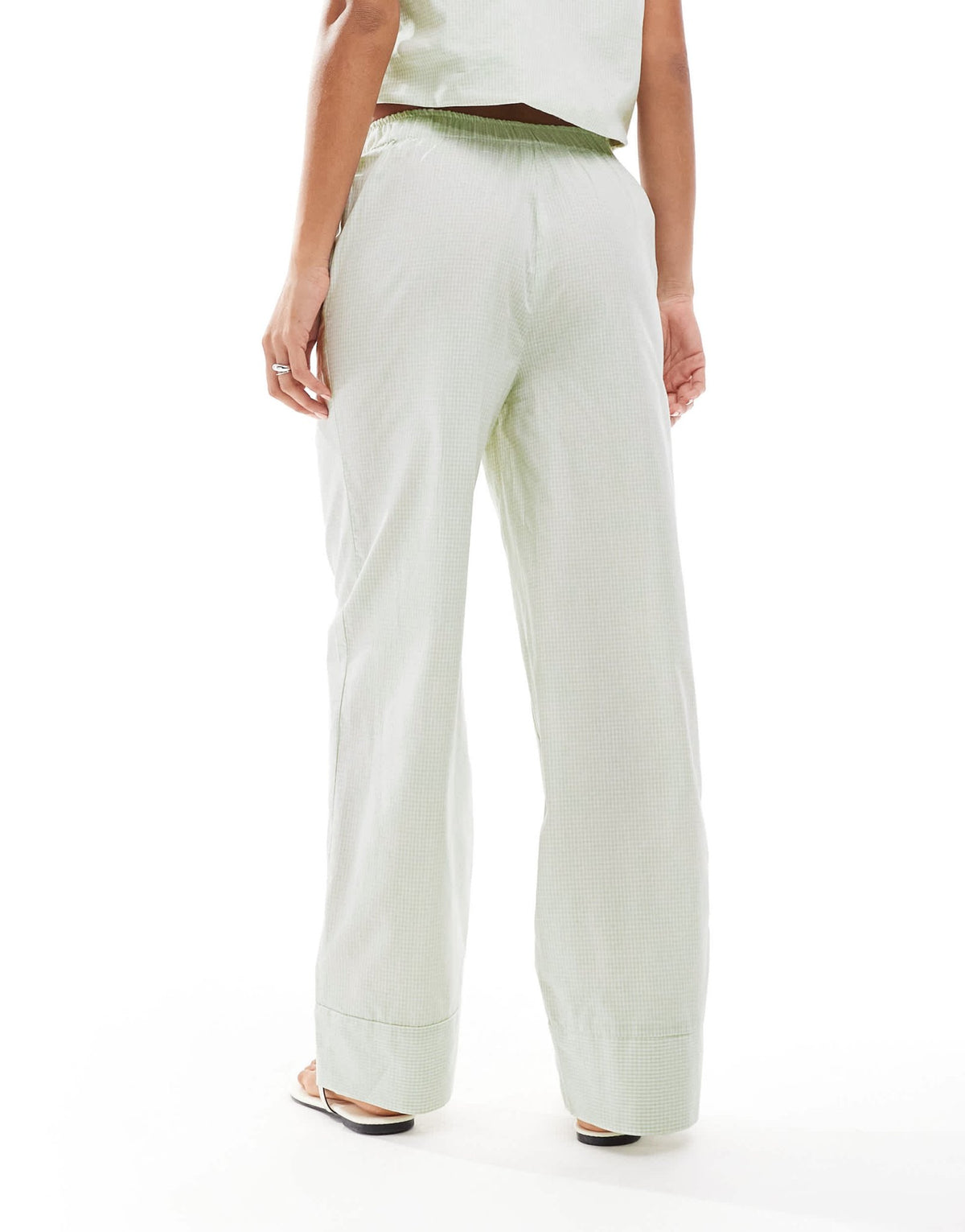 ONLY wide leg boxer detail trousers co-ord in green gingham - ASOS Sample Sale