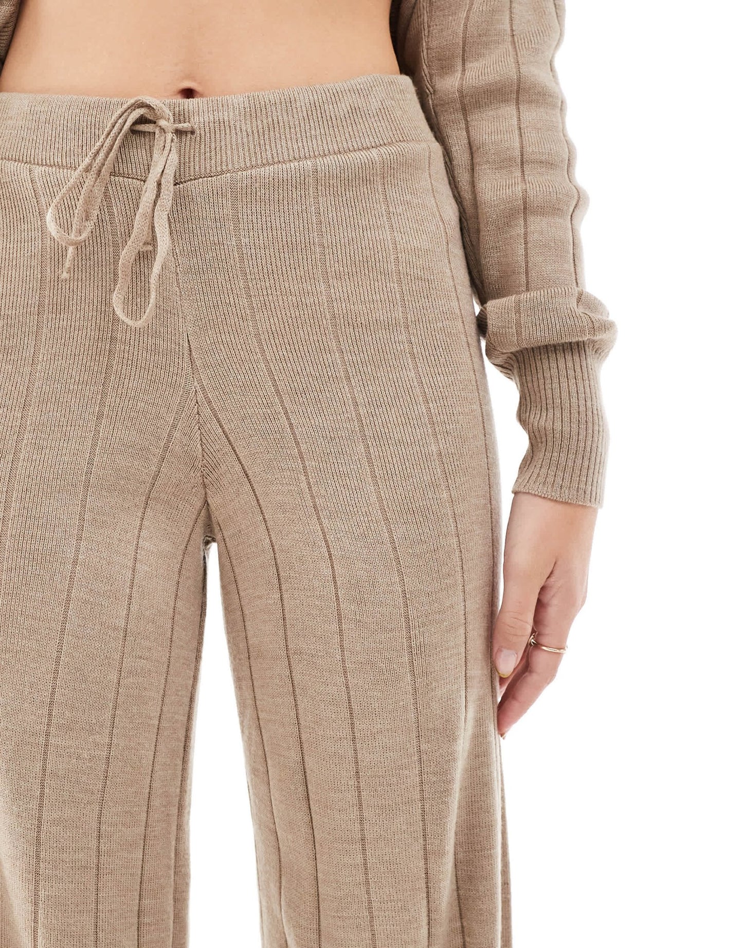 ONLY wide leg knitted trousers co - ord in sand - ASOS Sample Sale