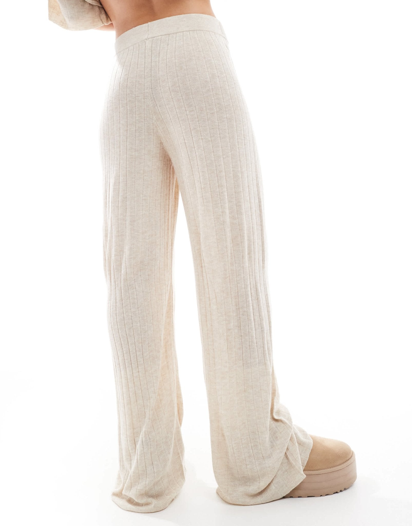 ONLY wide leg lightweight knitted trousers co - ord in stone - ASOS Sample Sale