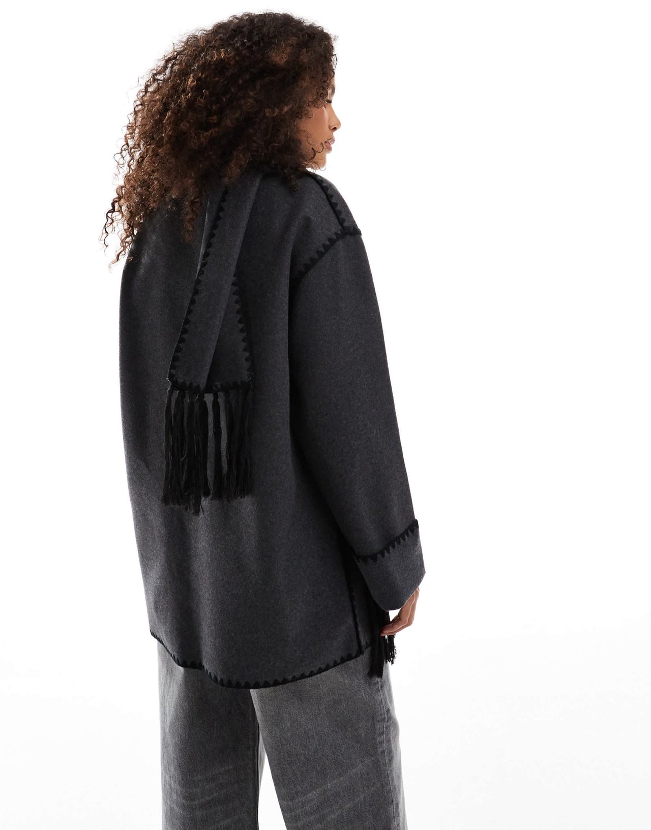 ONLY wool look scarf coat in grey - ASOS Sample Sale