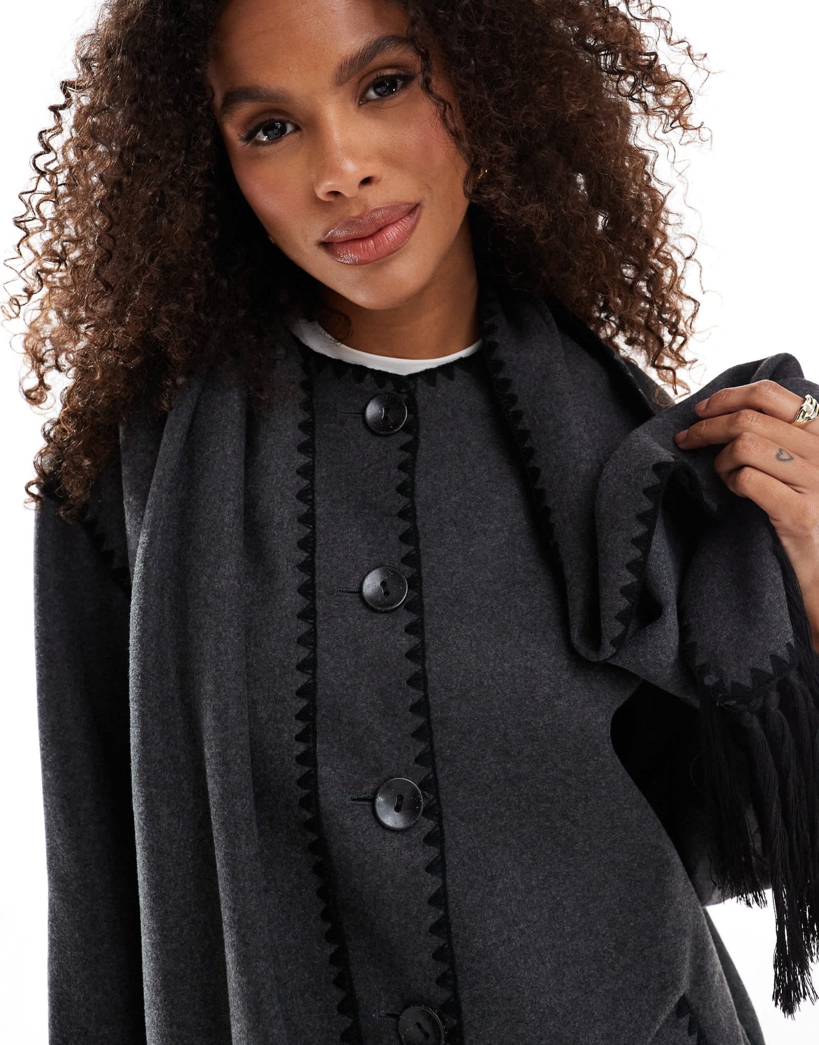ONLY wool look scarf coat in grey - ASOS Sample Sale