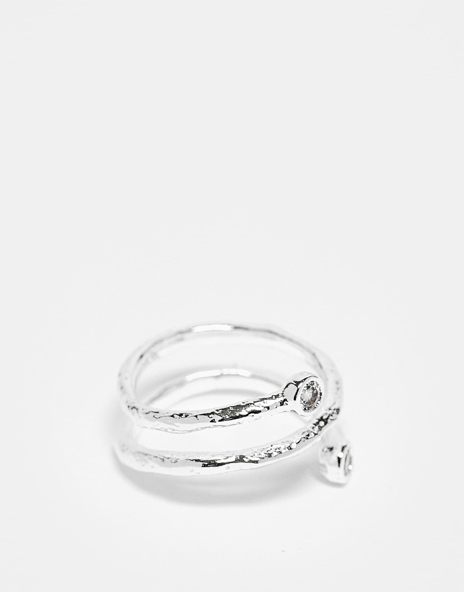 Orelia motel crystal wrap ring in sterling silver - ASOS Sample Sale
