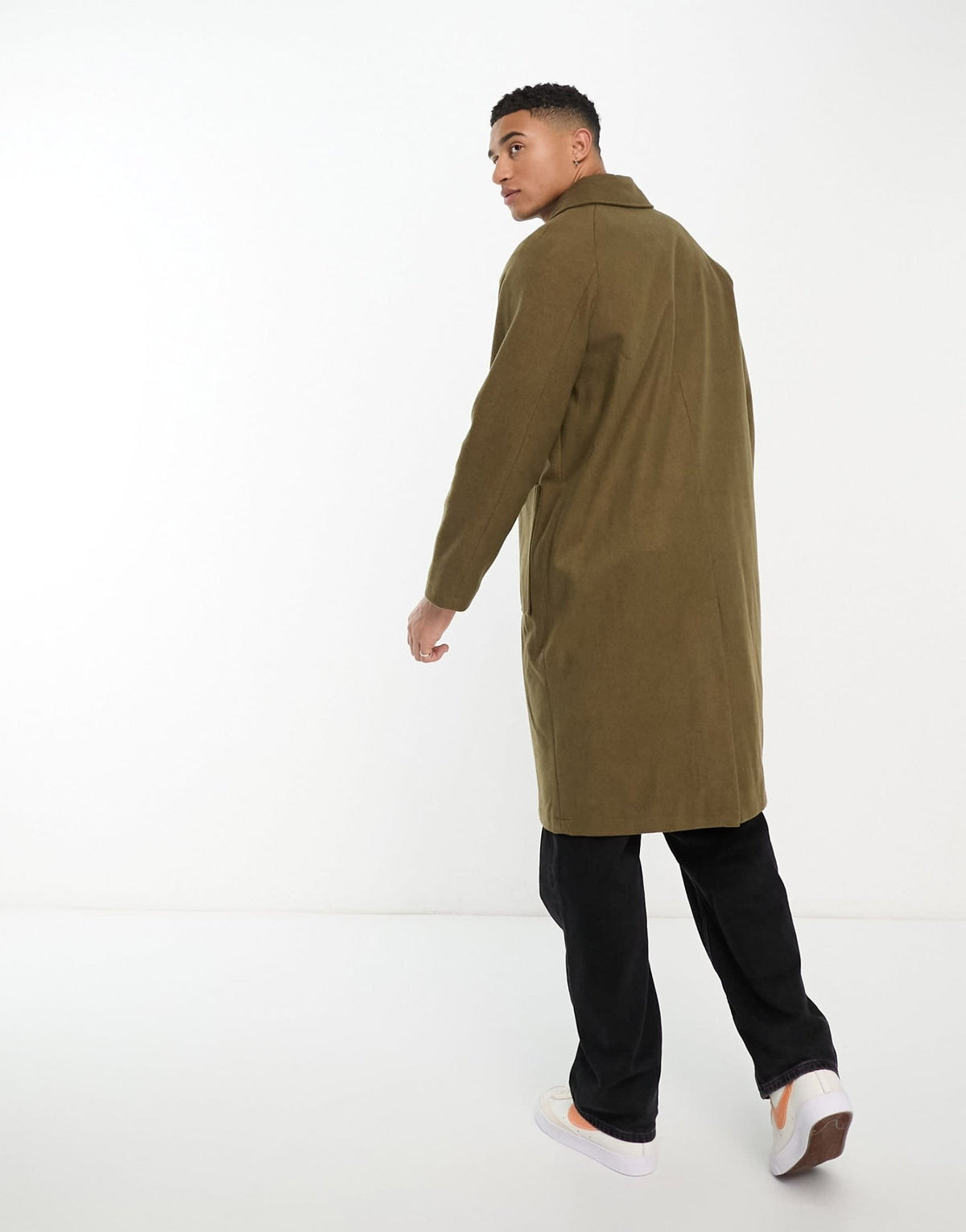 Original Penguin relaxed fit overcoat in khaki - ASOS Sample Sale