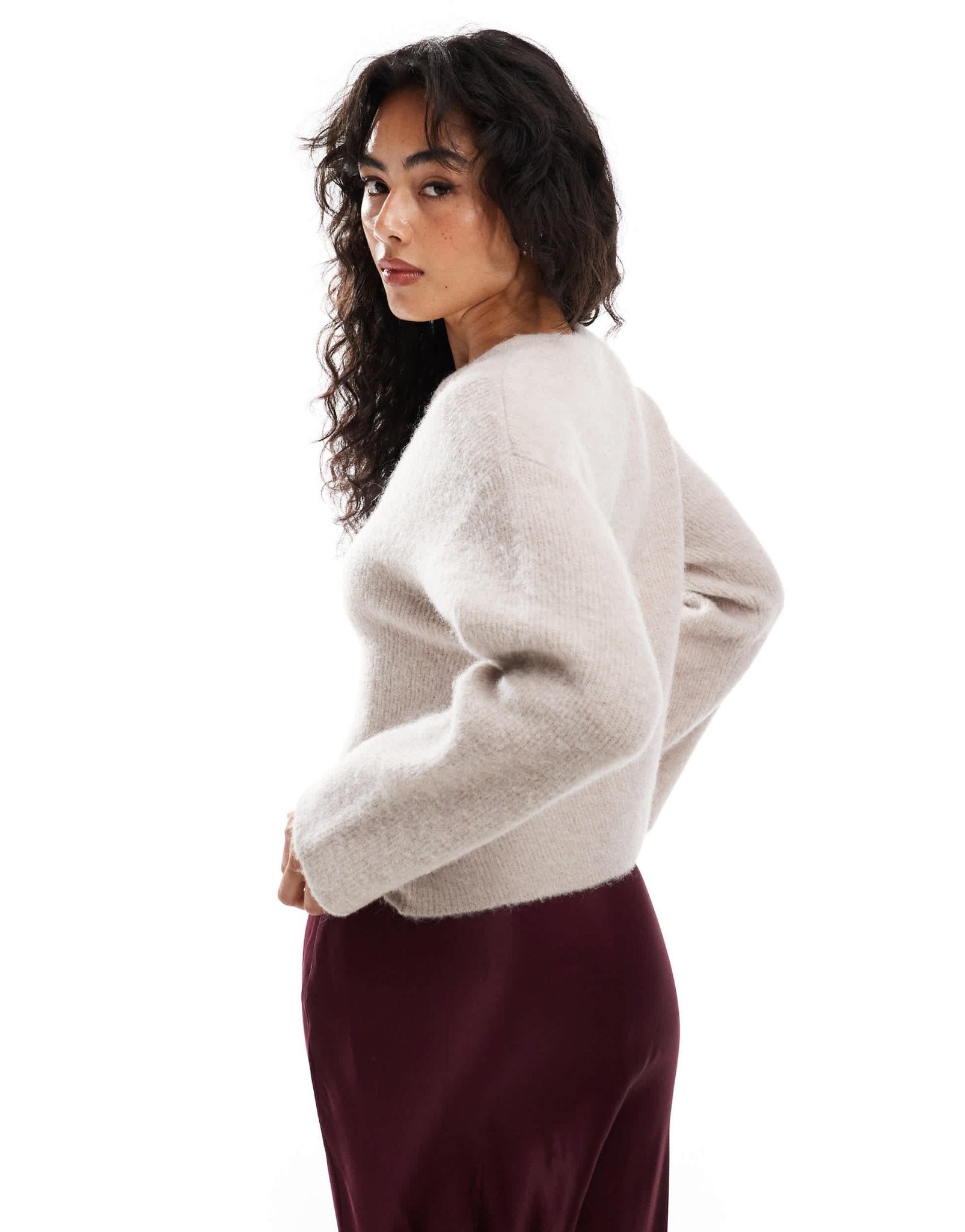 & Other Stories alpaca and wool cardigan with button front in light mole - ASOS Sample Sale