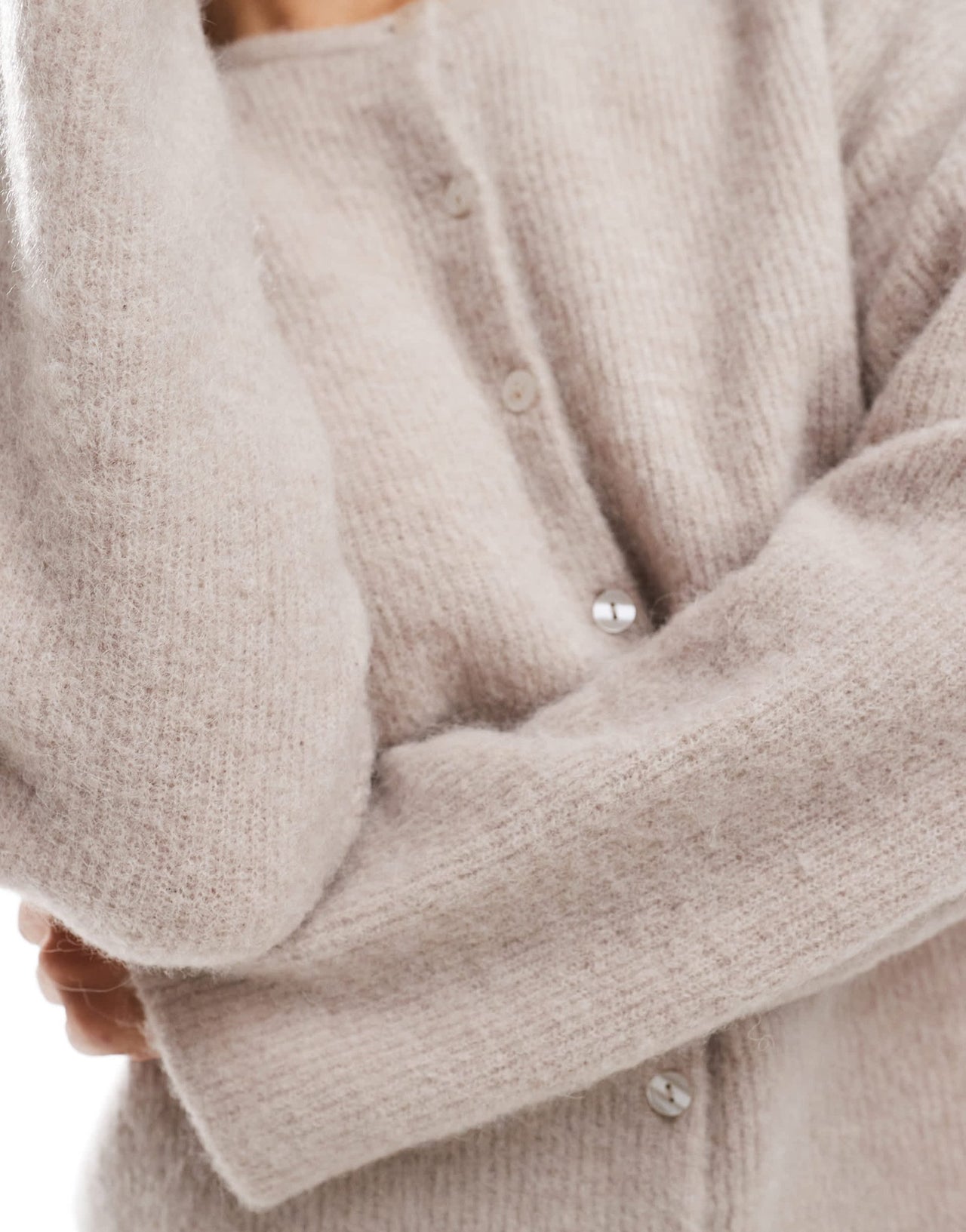 & Other Stories alpaca and wool cardigan with button front in light mole - ASOS Sample Sale
