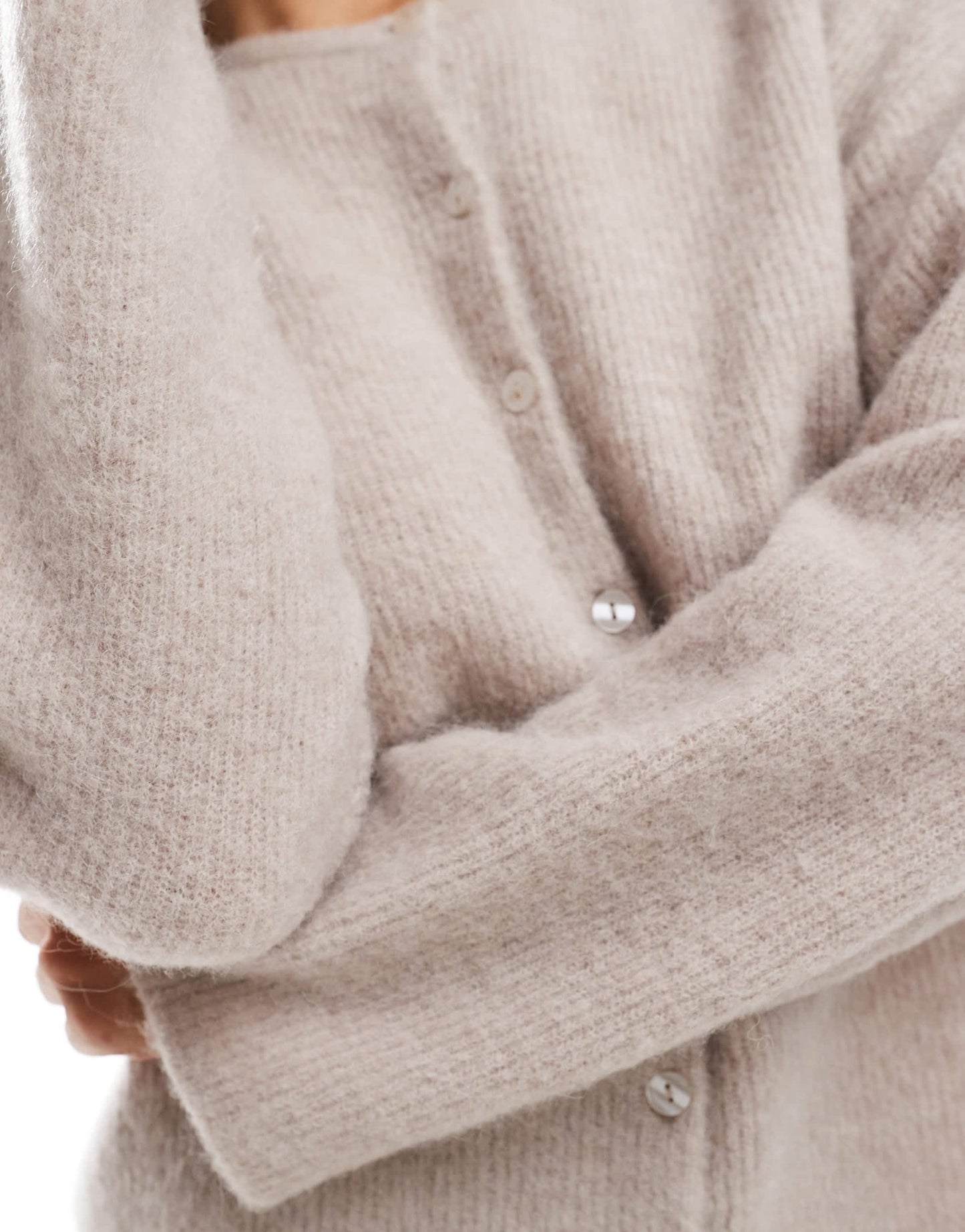 & Other Stories alpaca and wool cardigan with button front in light mole - ASOS Sample Sale