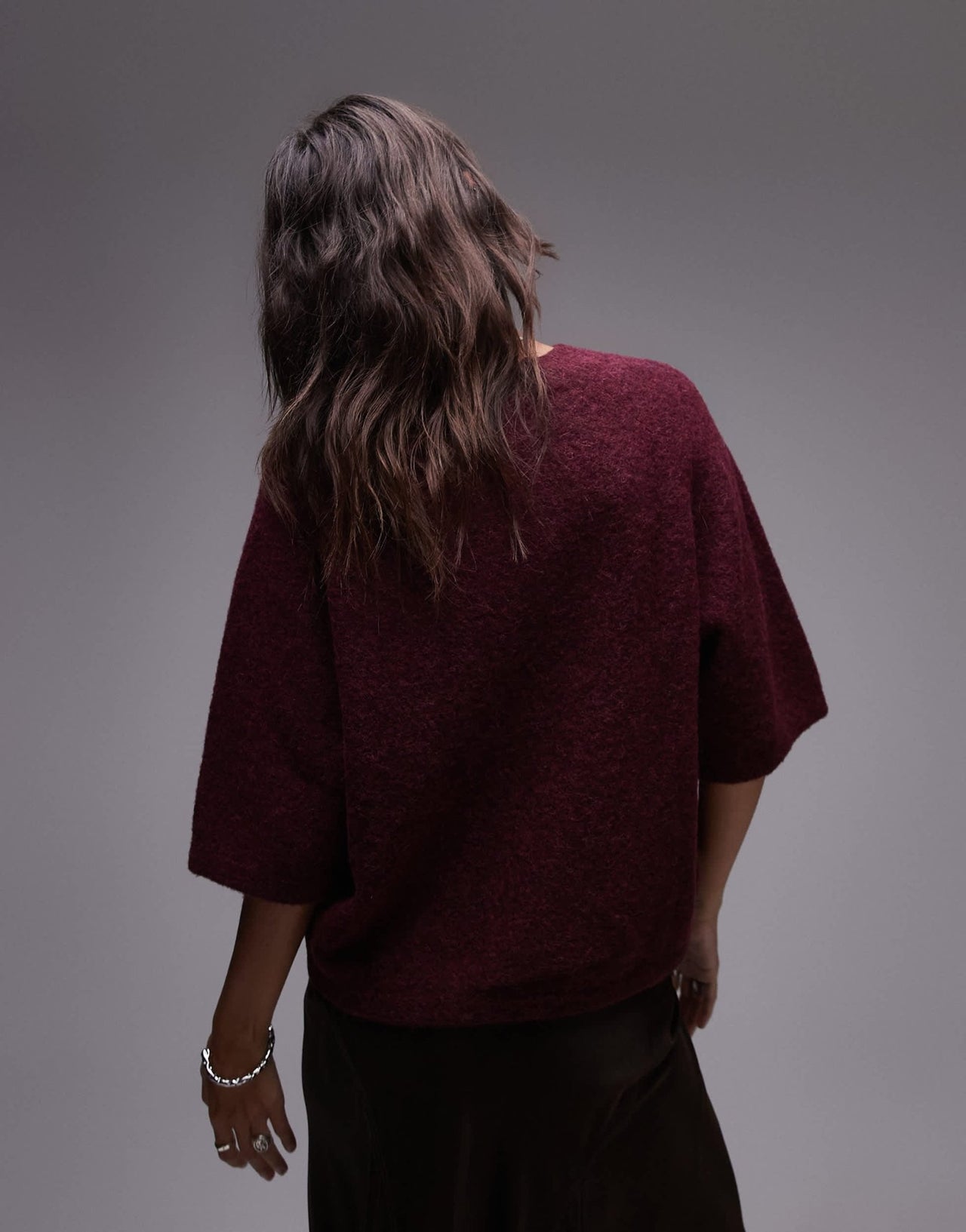 & Other Stories alpaca short sleeve knitted jumper in burgundy exclusive to ASOS - ASOS Sample Sale