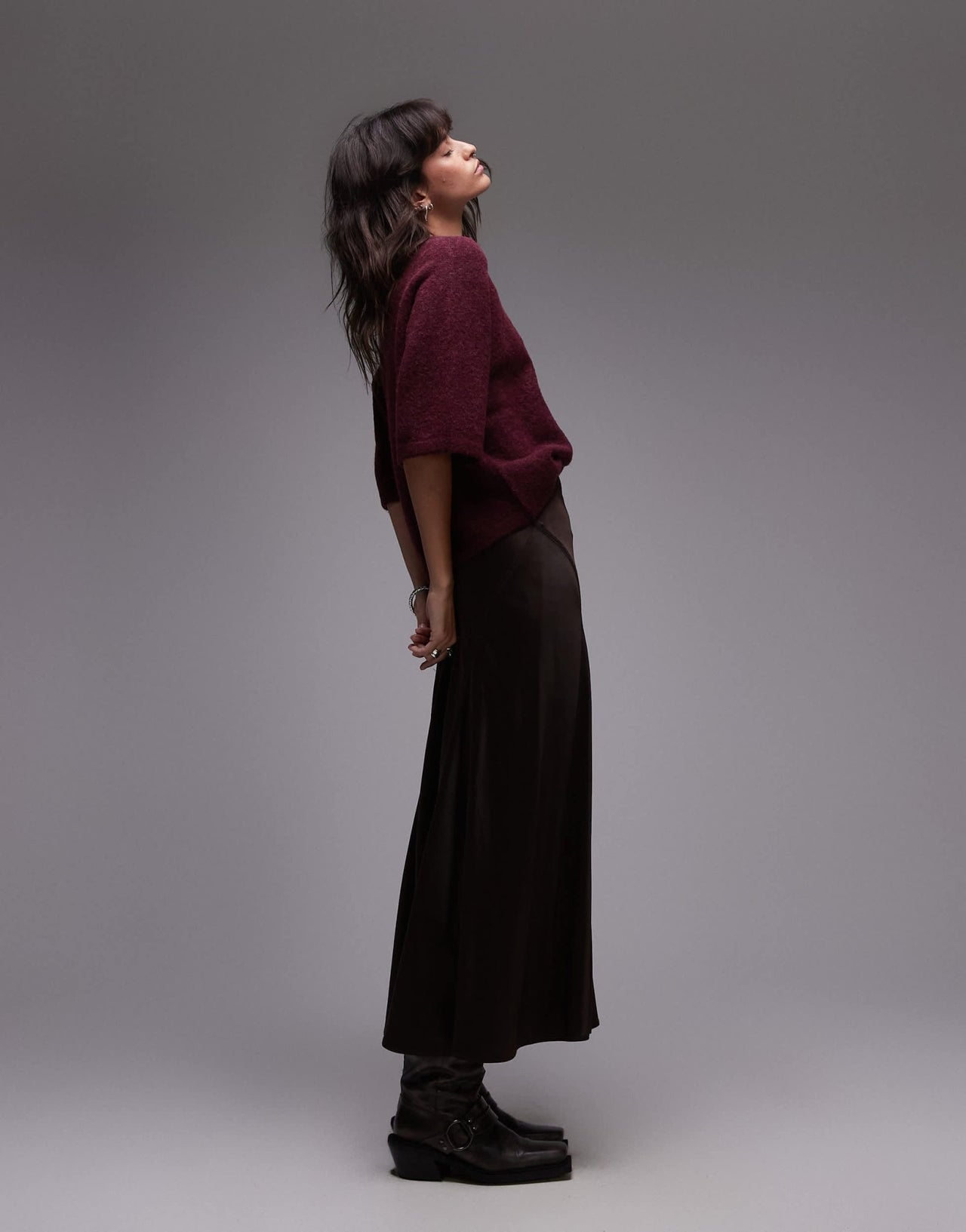 & Other Stories alpaca short sleeve knitted jumper in burgundy exclusive to ASOS - ASOS Sample Sale
