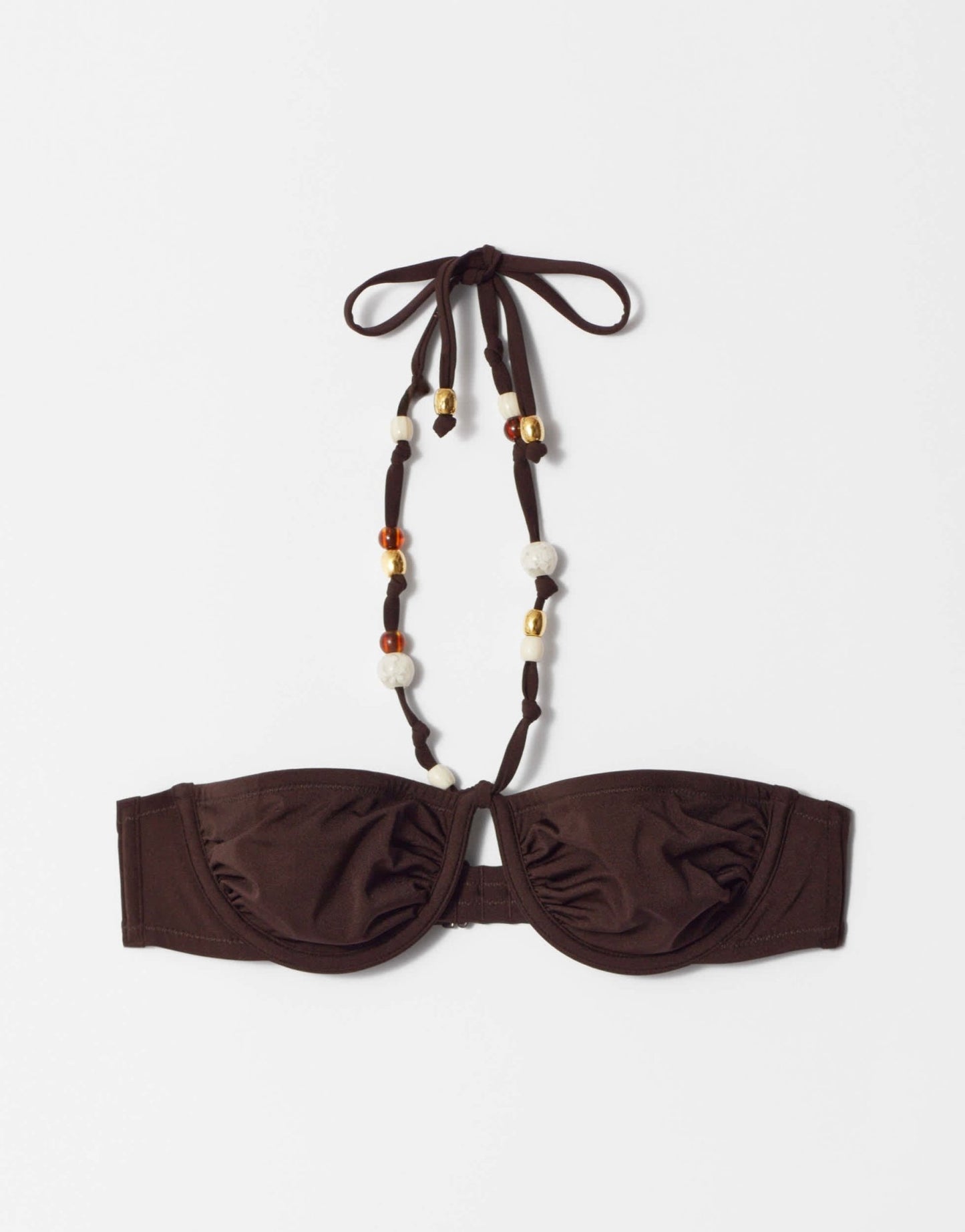 & Other Stories bandeau monowire bikini top with shell straps in brown - ASOS Sample Sale