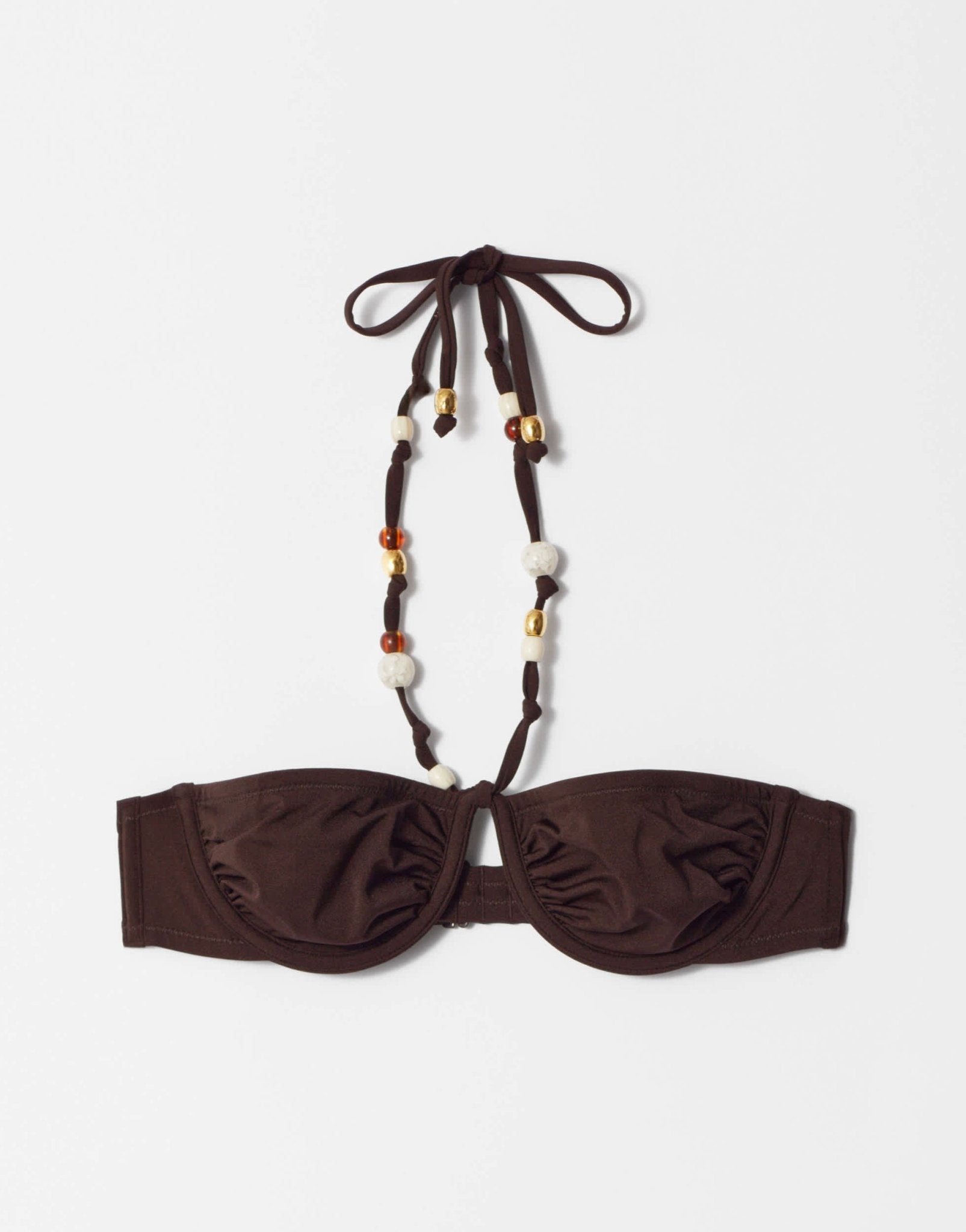& Other Stories bandeau monowire bikini top with shell straps in brown - ASOS Sample Sale