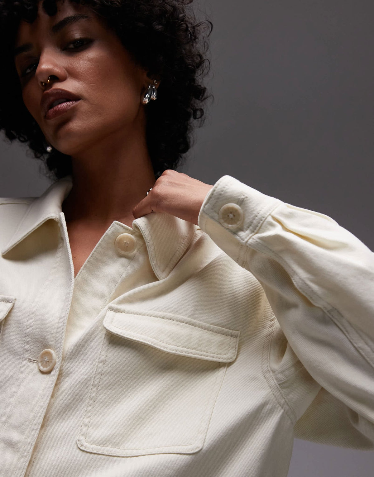 & Other Stories barn jacket with cinched in waist detail in off white - ASOS Sample Sale