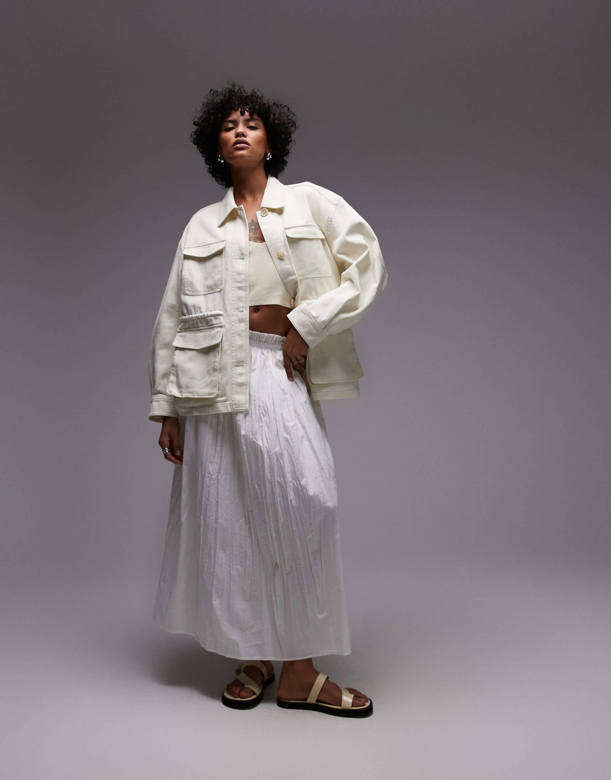 & Other Stories barn jacket with cinched in waist detail in off white - ASOS Sample Sale