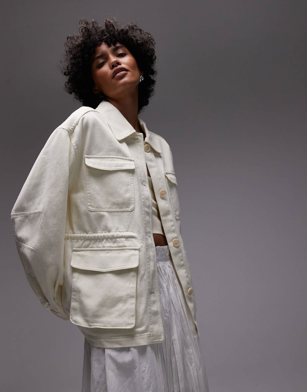 & Other Stories barn jacket with cinched in waist detail in off white - ASOS Sample Sale