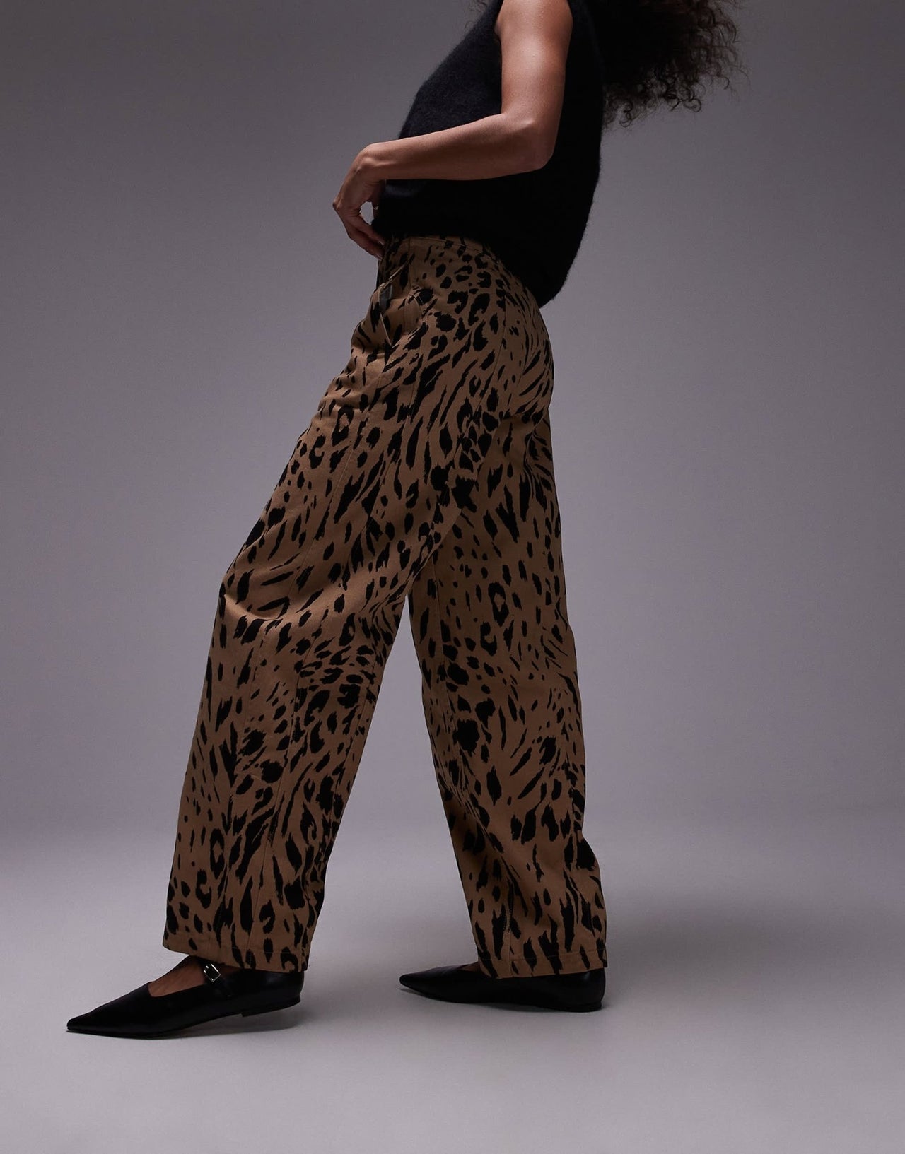 & Other Stories barrel leg trousers with seam detail in leopard print - ASOS Sample Sale