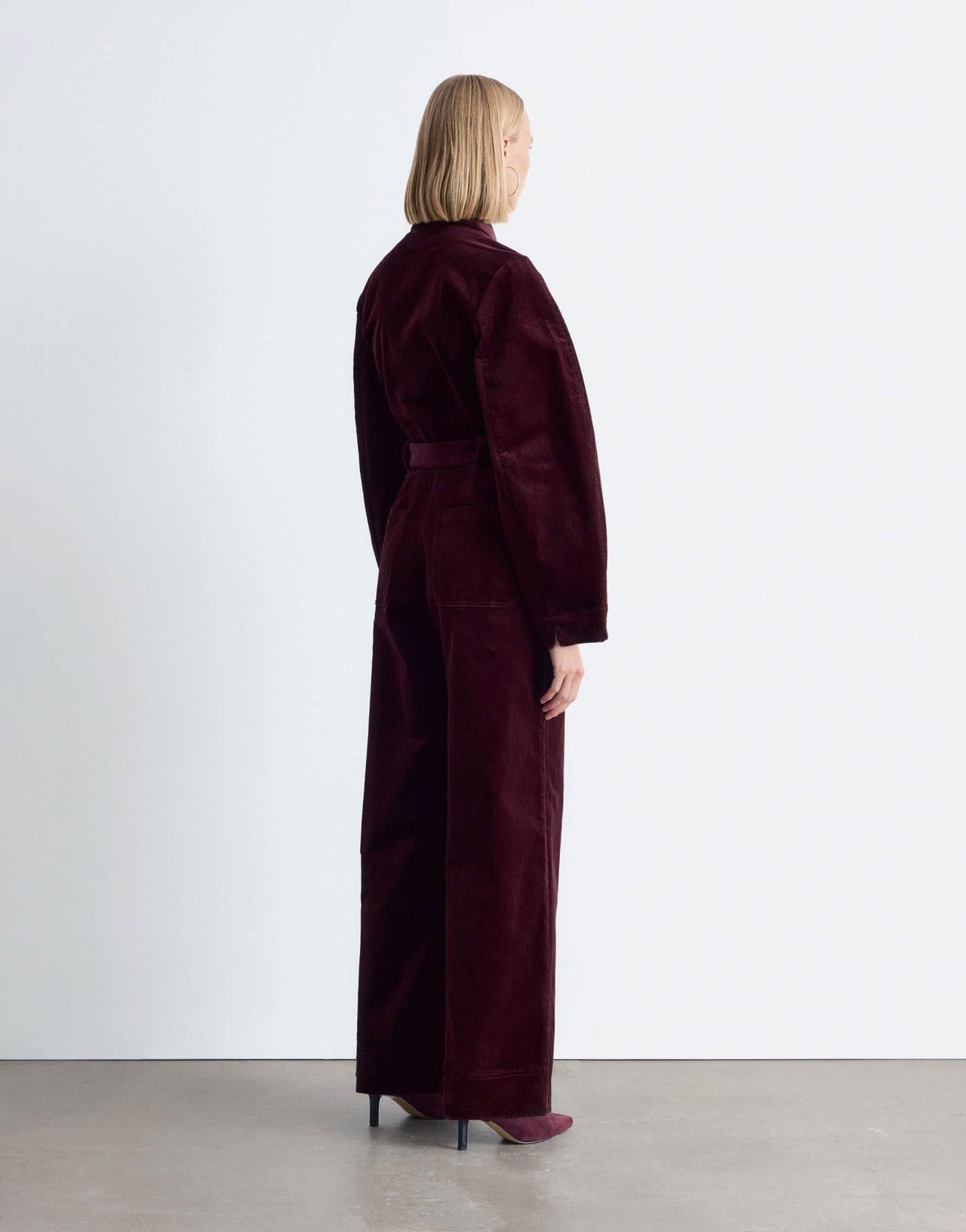 & Other Stories belted corduroy jumpsuit in burgundy - ASOS Sample Sale