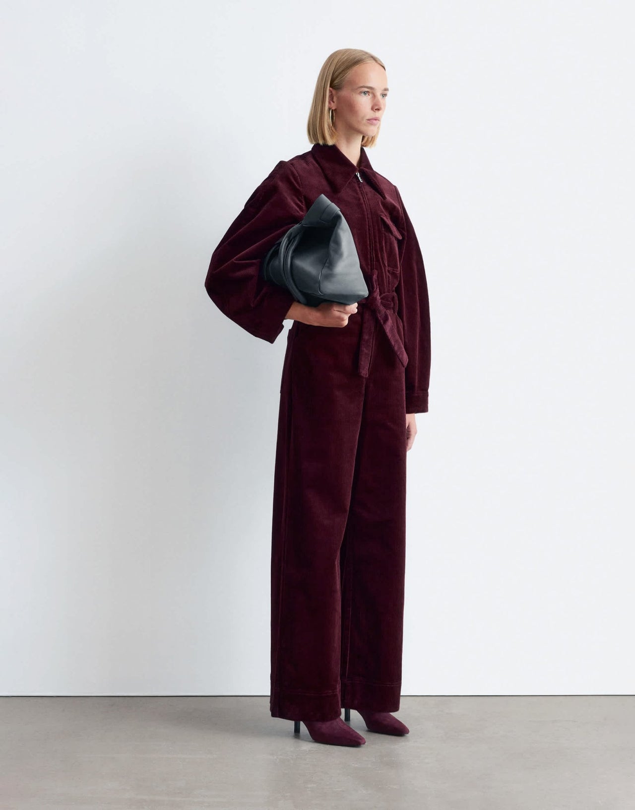 & Other Stories belted corduroy jumpsuit in burgundy - ASOS Sample Sale