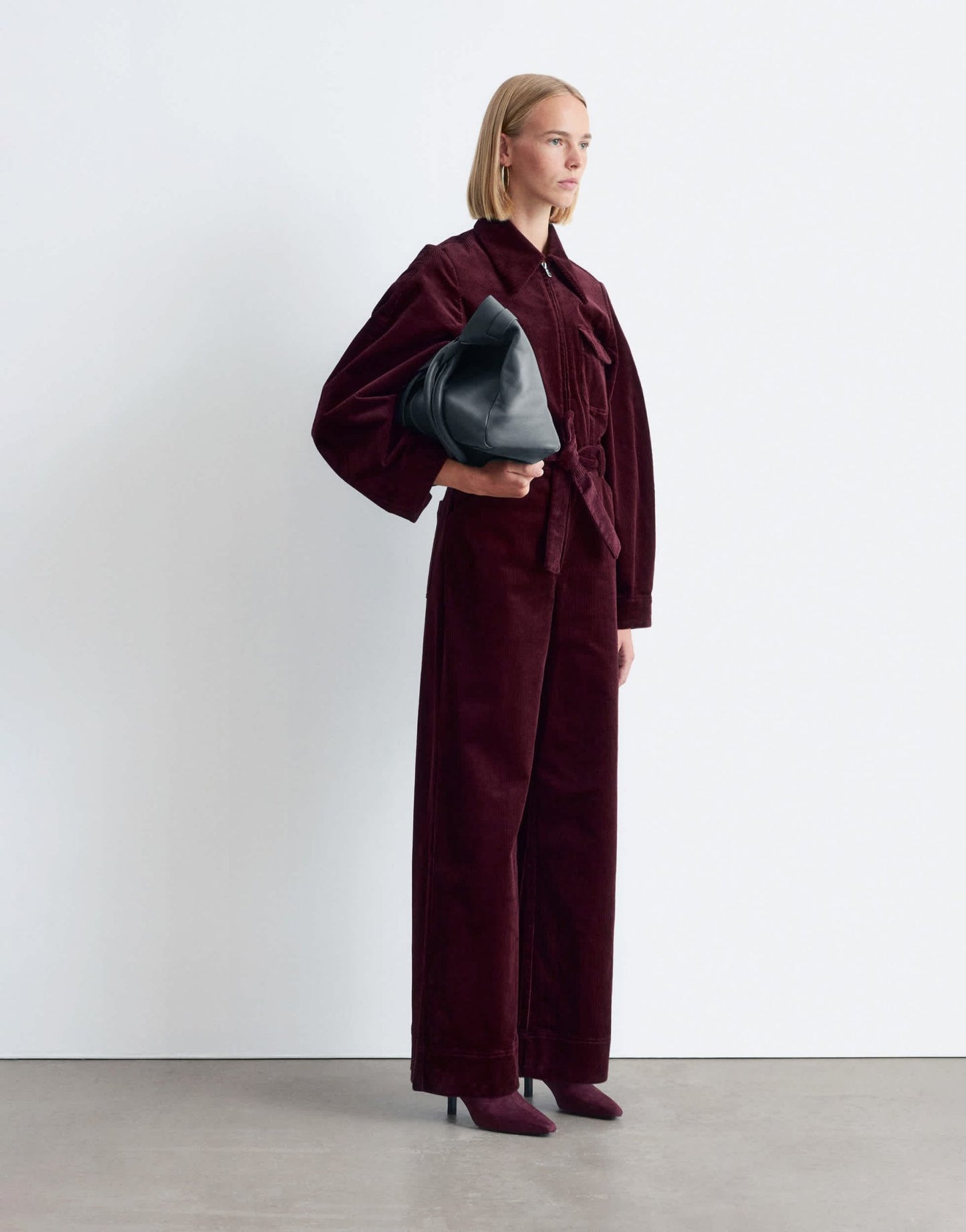 & Other Stories belted corduroy jumpsuit in burgundy - ASOS Sample Sale