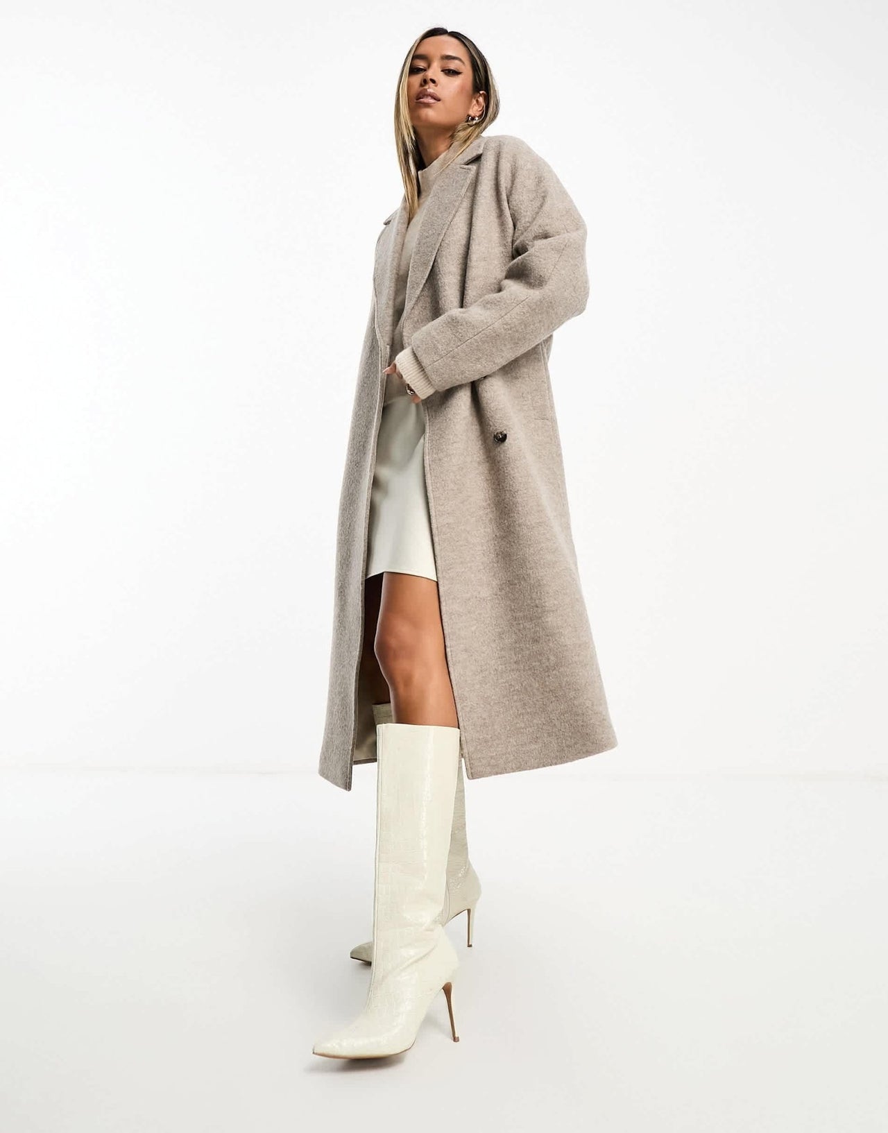 & Other Stories belted wool coat in mole - ASOS Sample Sale