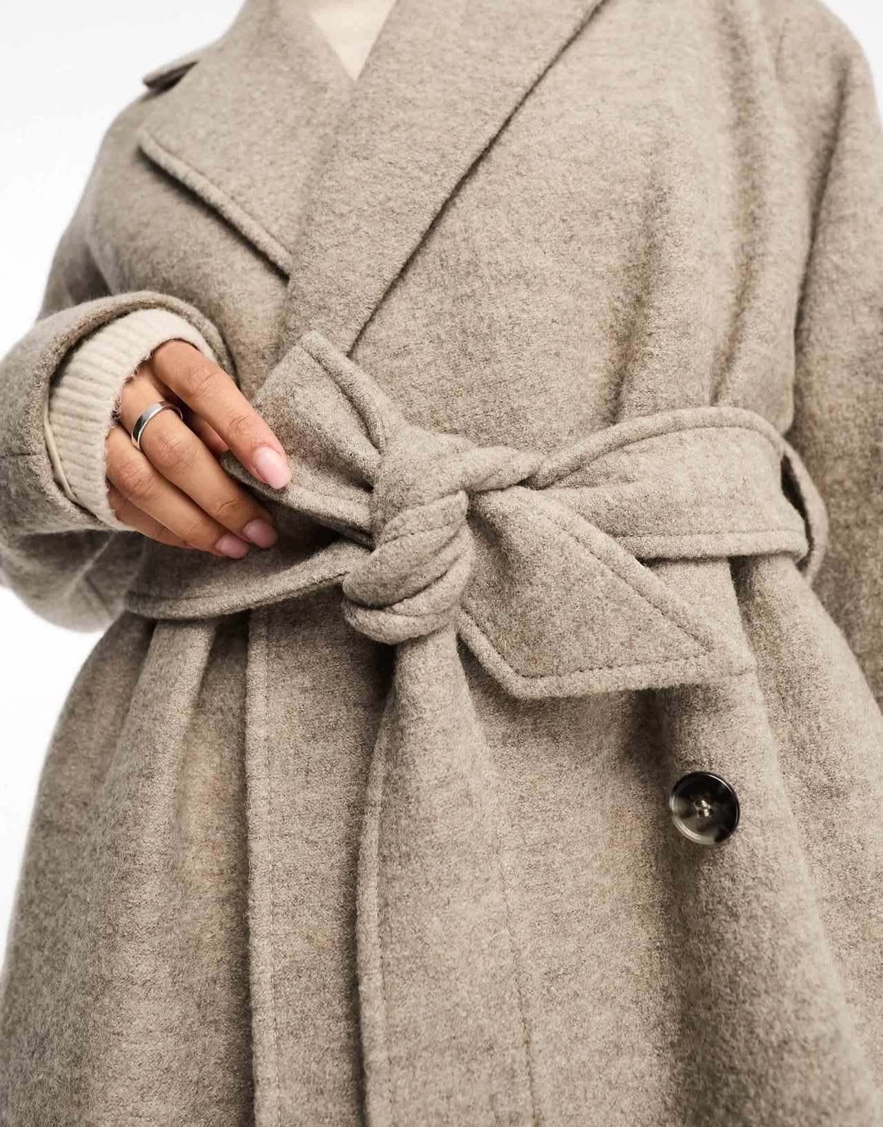 & Other Stories belted wool coat in mole - ASOS Sample Sale