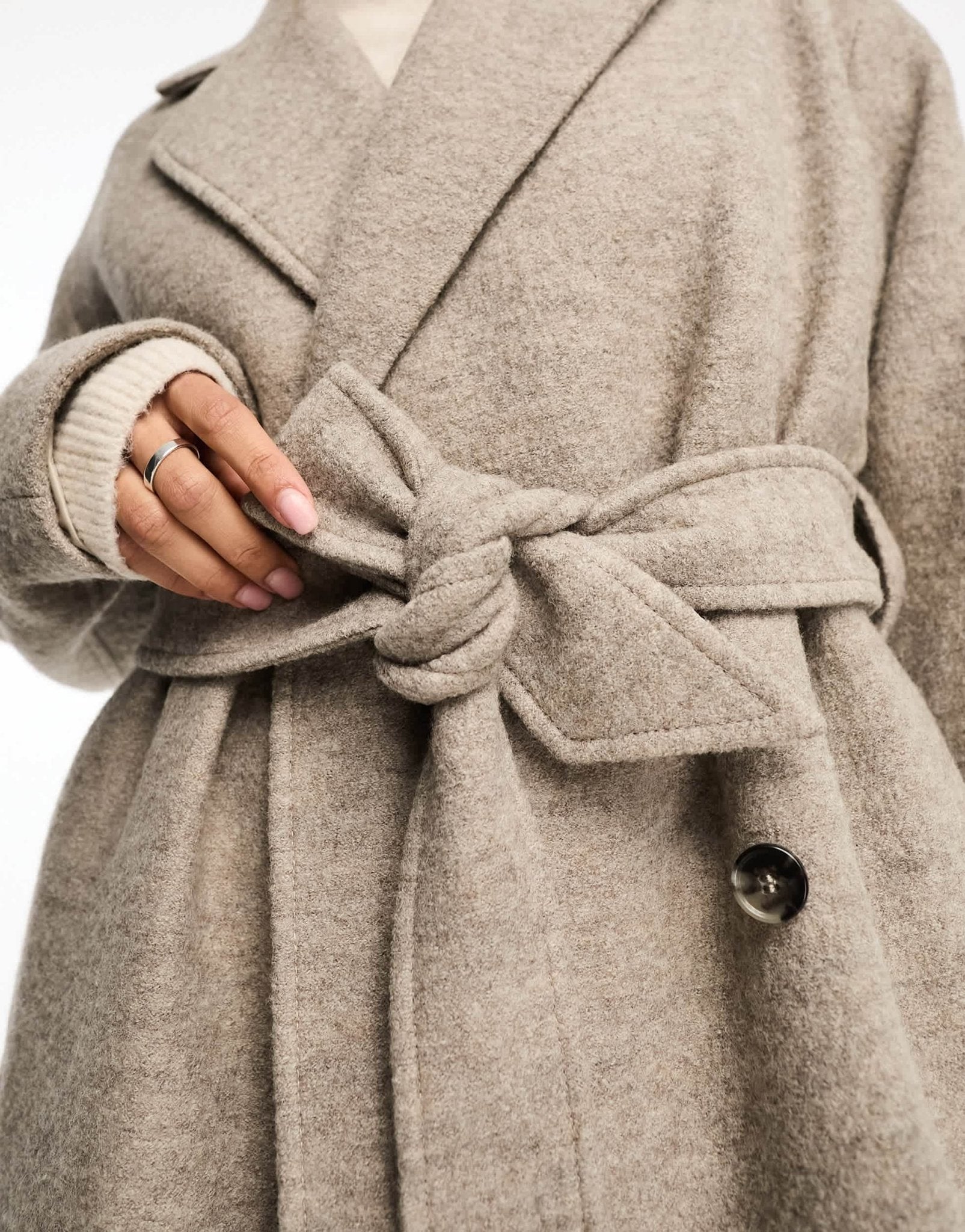 & Other Stories belted wool coat in mole - ASOS Sample Sale