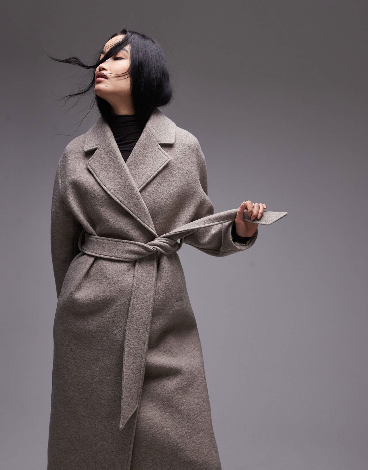 & Other Stories belted wool coat in mole - ASOS Sample Sale