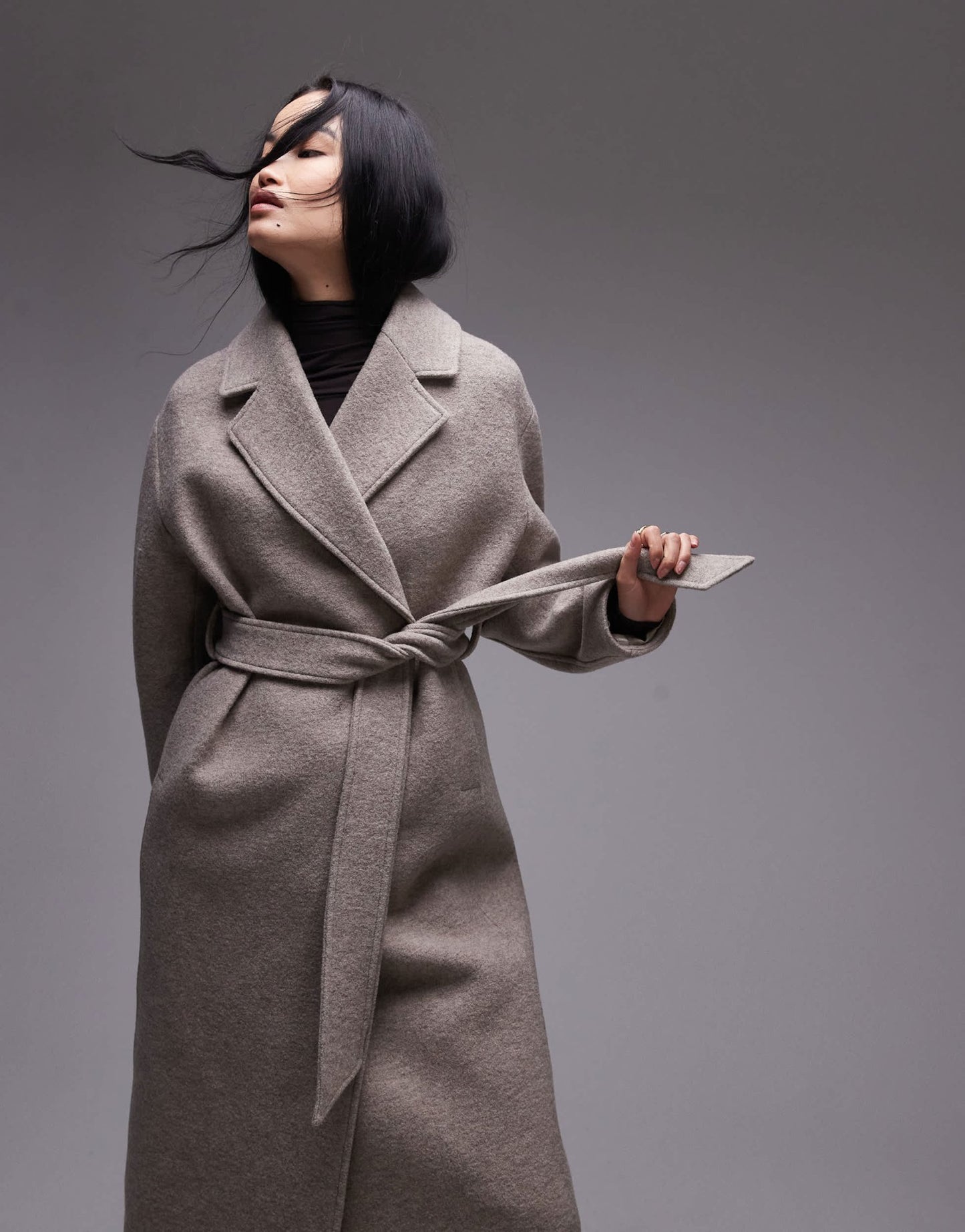 & Other Stories belted wool coat in mole - ASOS Sample Sale