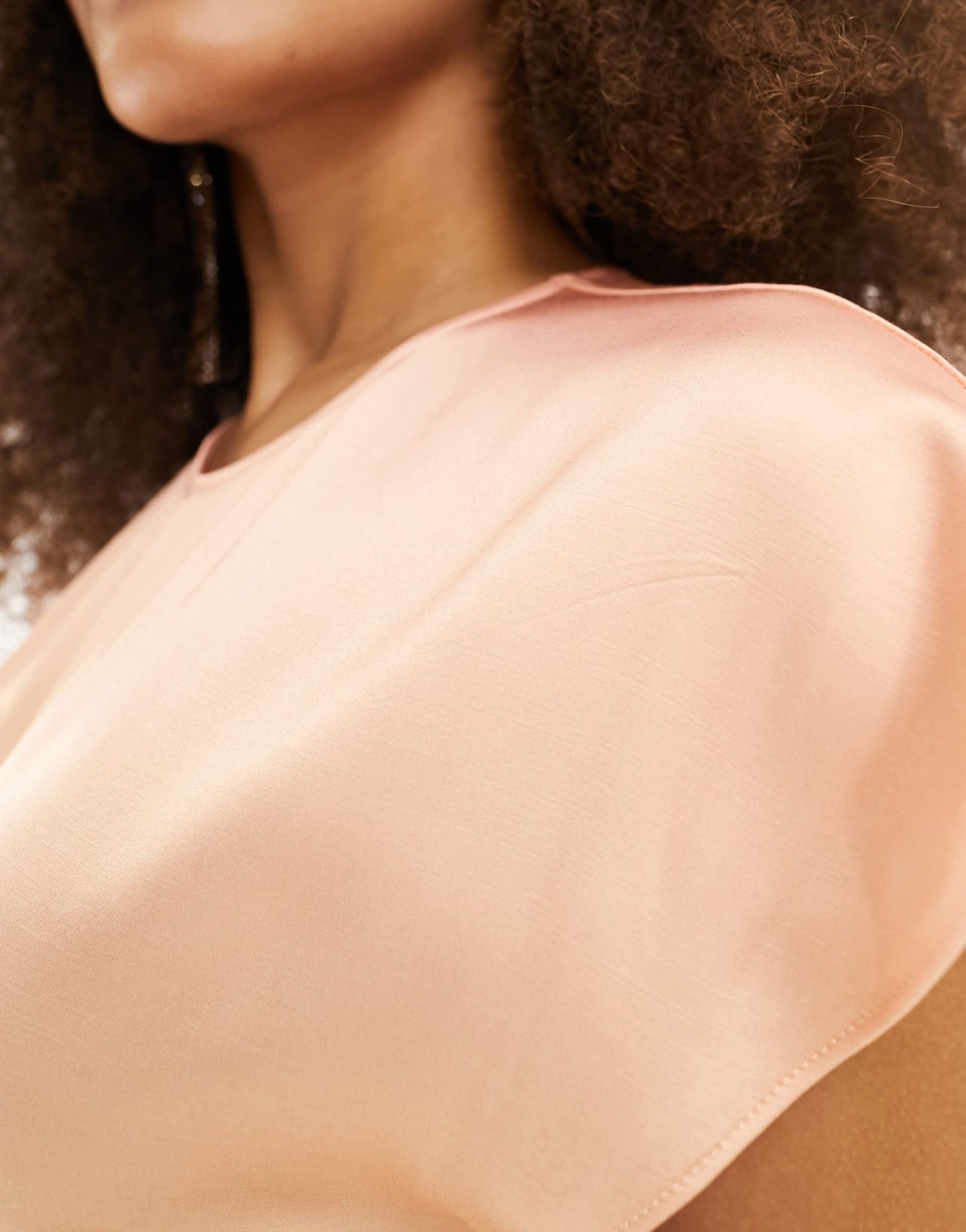 & Other Stories bias cut satin midi dress with extended shoulder in green ombre - ASOS Sample Sale