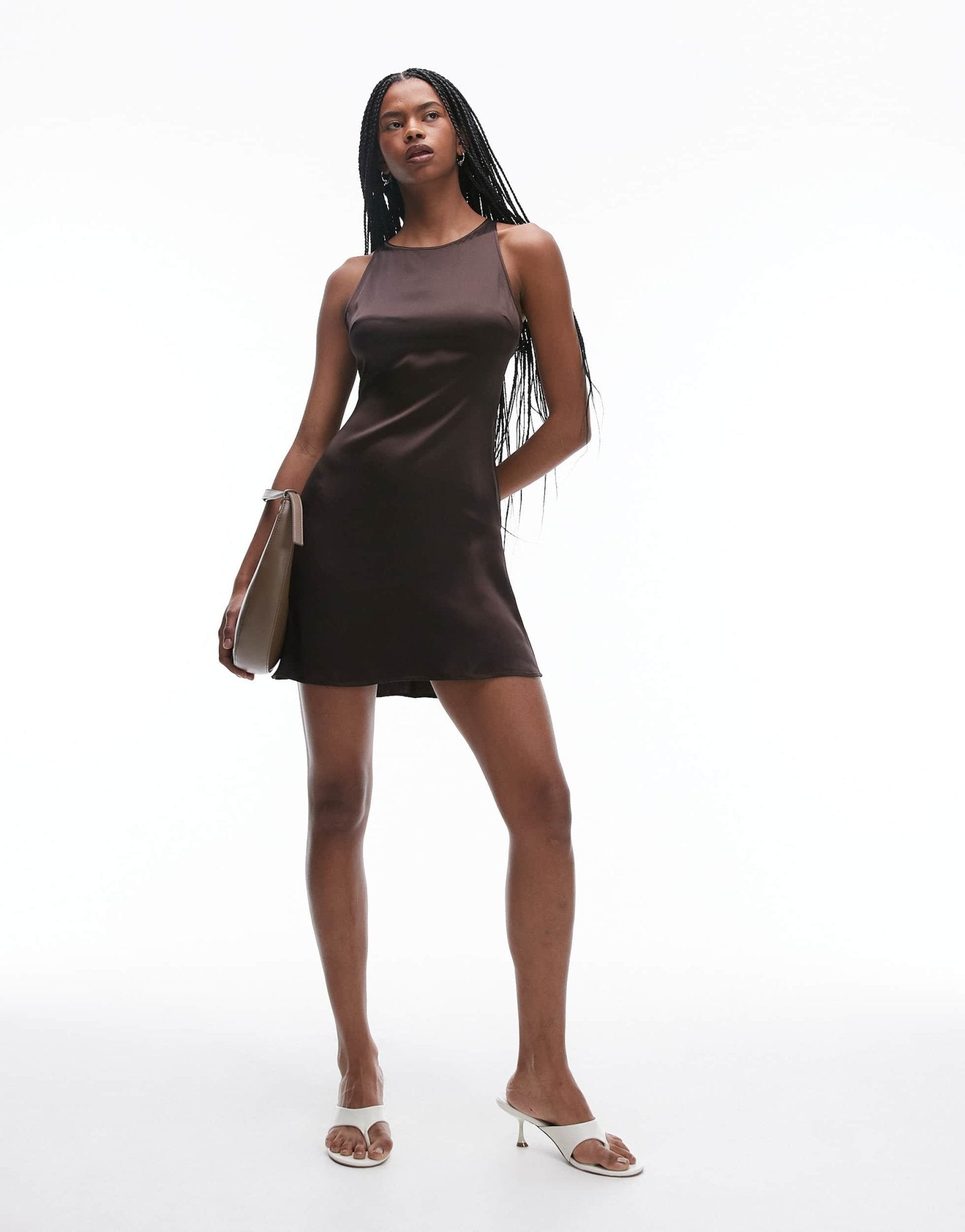 & Other Stories bias cut satin mini dress in brown - ASOS Sample Sale