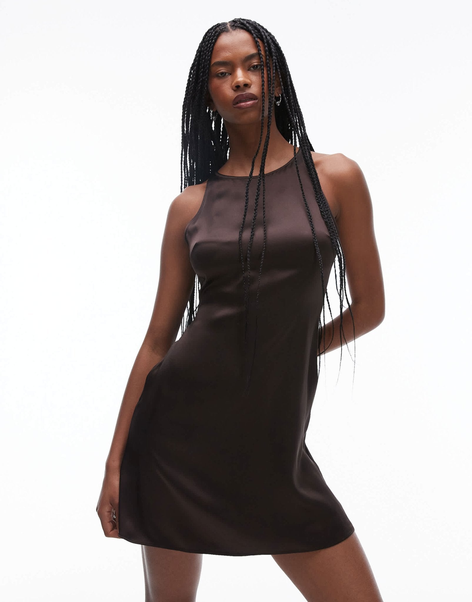 & Other Stories bias cut satin mini dress in brown - ASOS Sample Sale