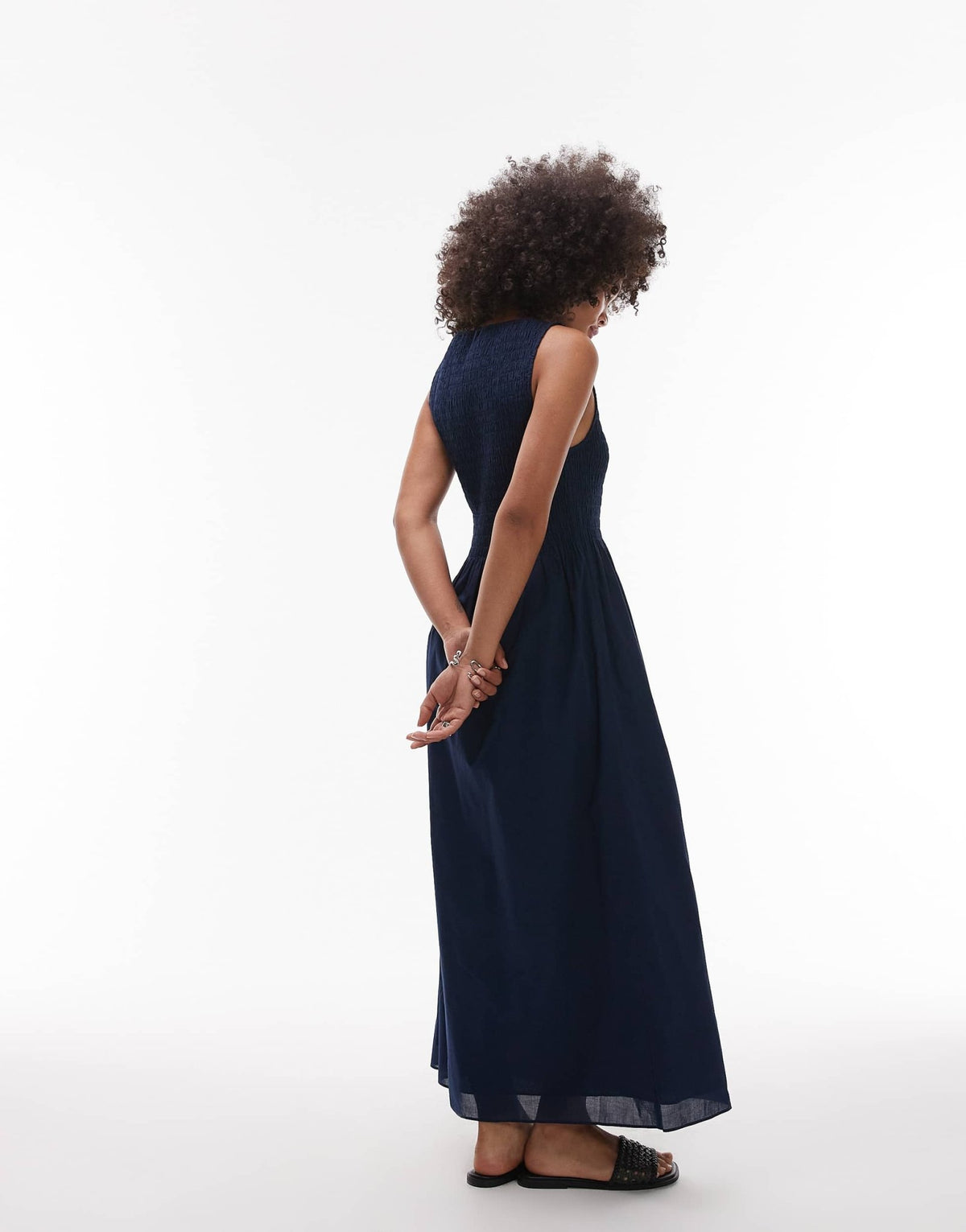 & Other Stories boat neck maxi dress with smocked bodice in blue - ASOS Sample Sale