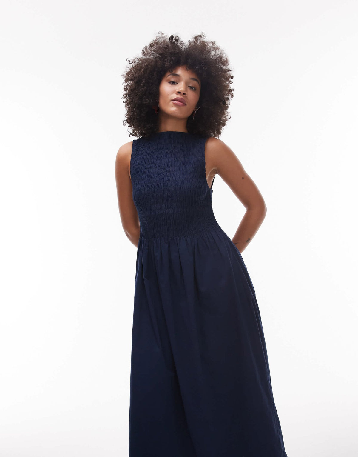& Other Stories boat neck maxi dress with smocked bodice in blue - ASOS Sample Sale