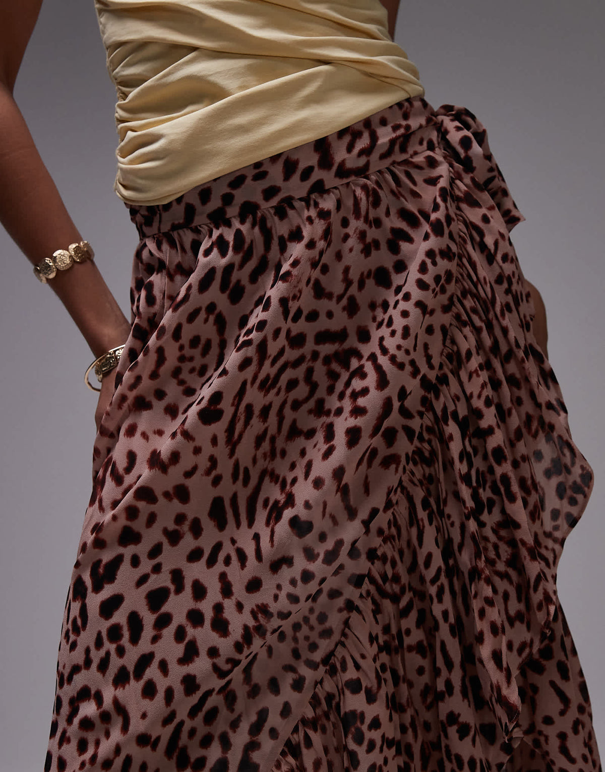 & Other Stories chiffon tiered maxi skirt with asymmetric hem in leopard print - ASOS Sample Sale