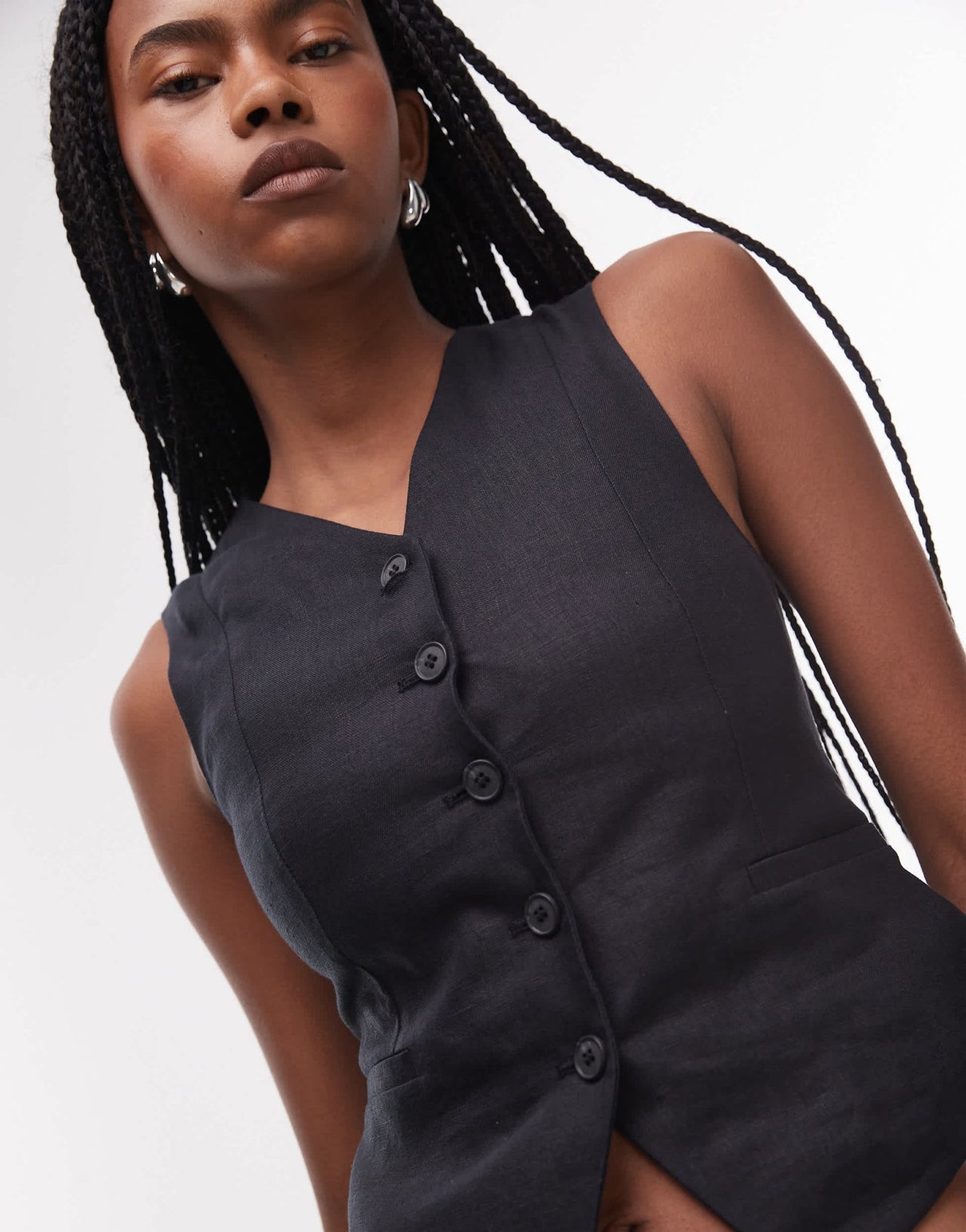 & Other Stories co - ord fitted linen waistcoat in black - ASOS Sample Sale