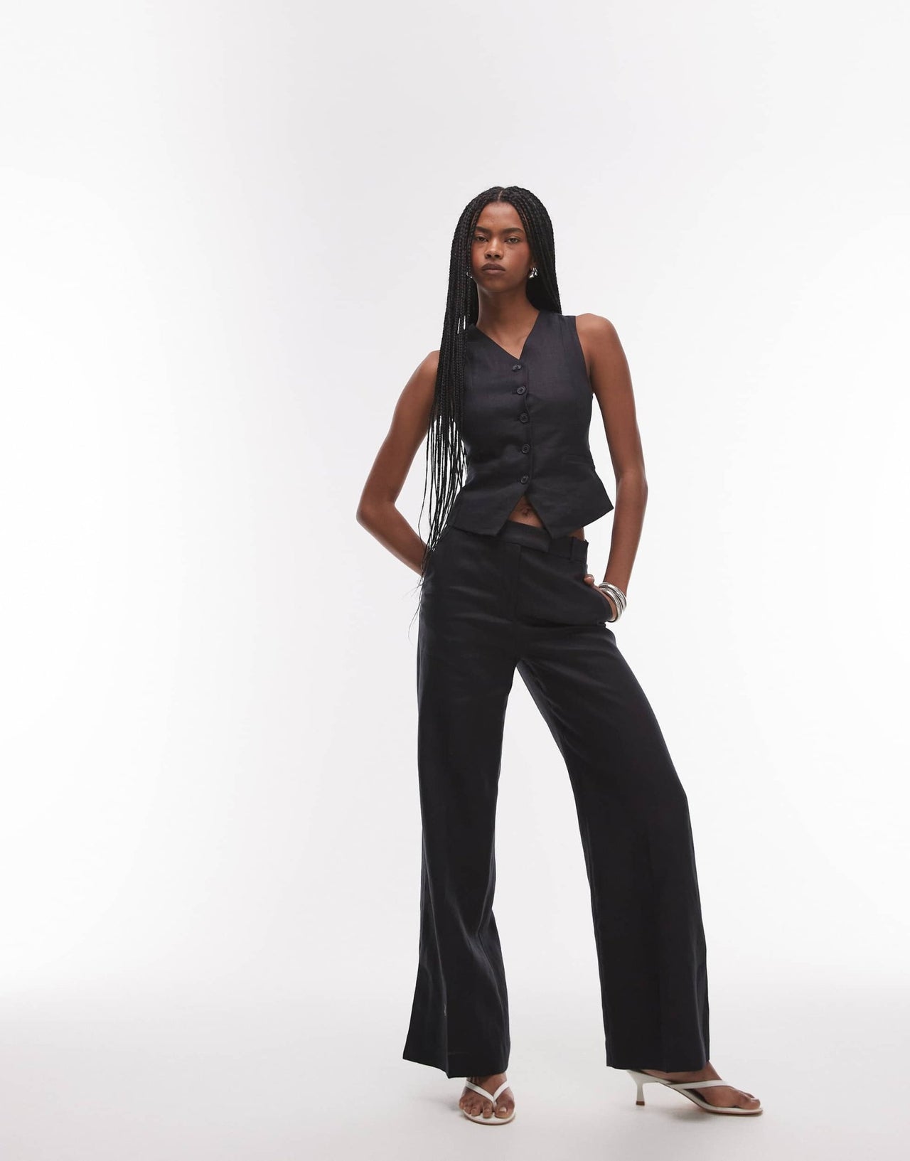 & Other Stories co - ord fitted linen waistcoat in black - ASOS Sample Sale