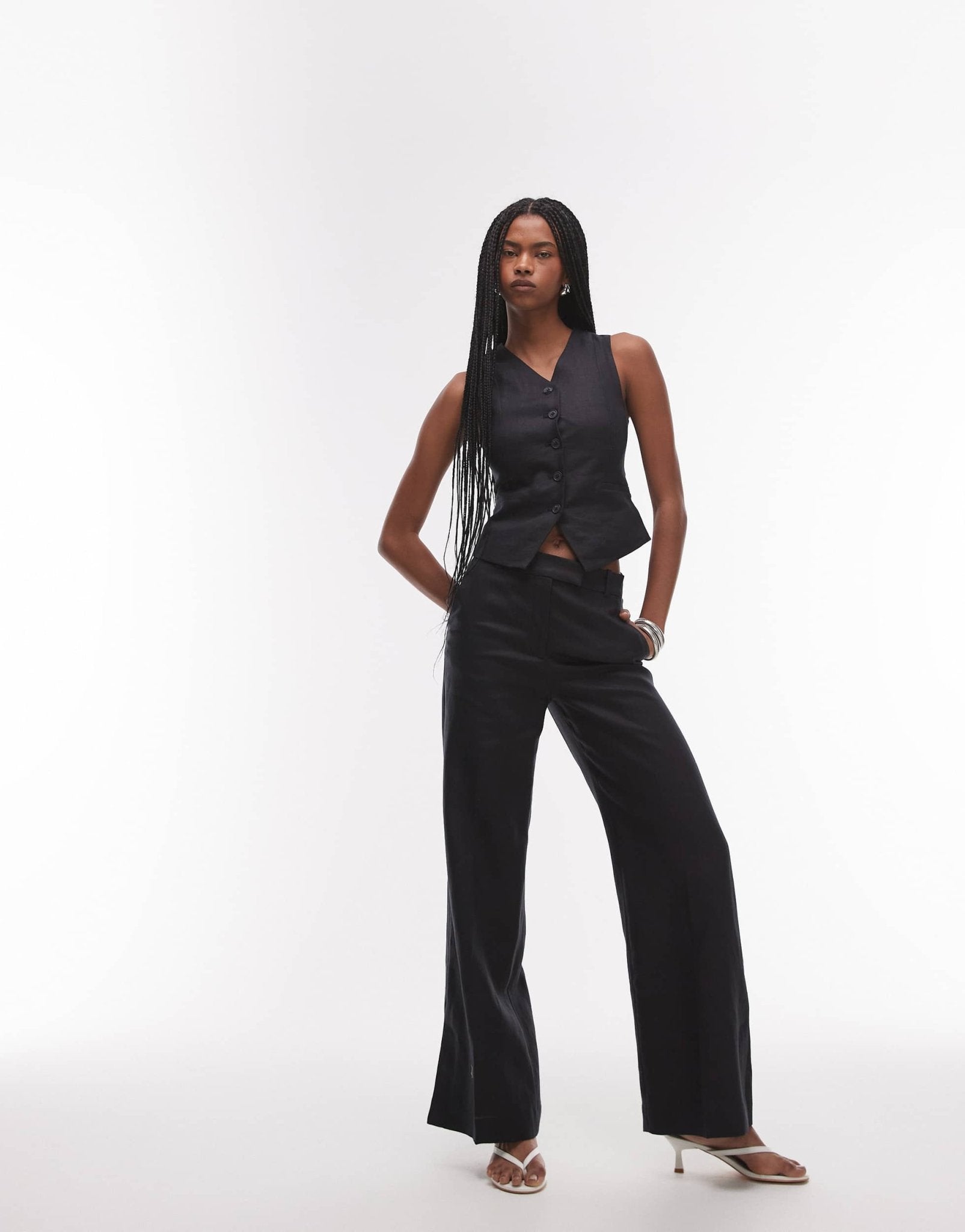 & Other Stories co - ord fitted linen waistcoat in black - ASOS Sample Sale