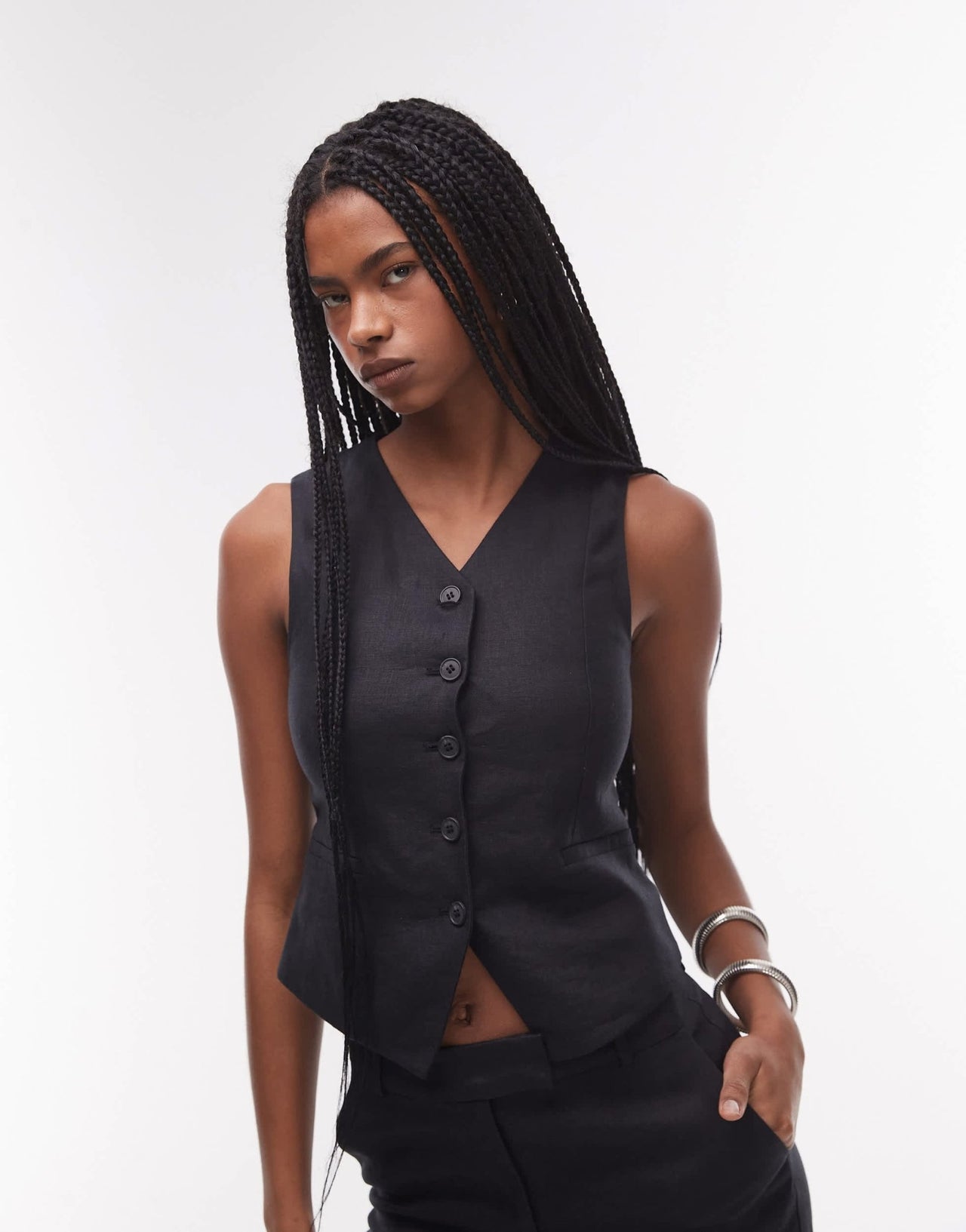 & Other Stories co - ord fitted linen waistcoat in black - ASOS Sample Sale