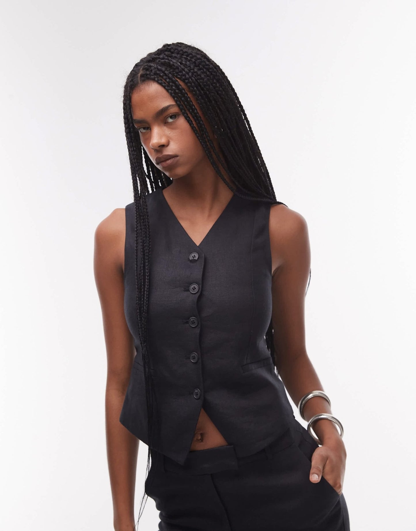 & Other Stories co - ord fitted linen waistcoat in black - ASOS Sample Sale