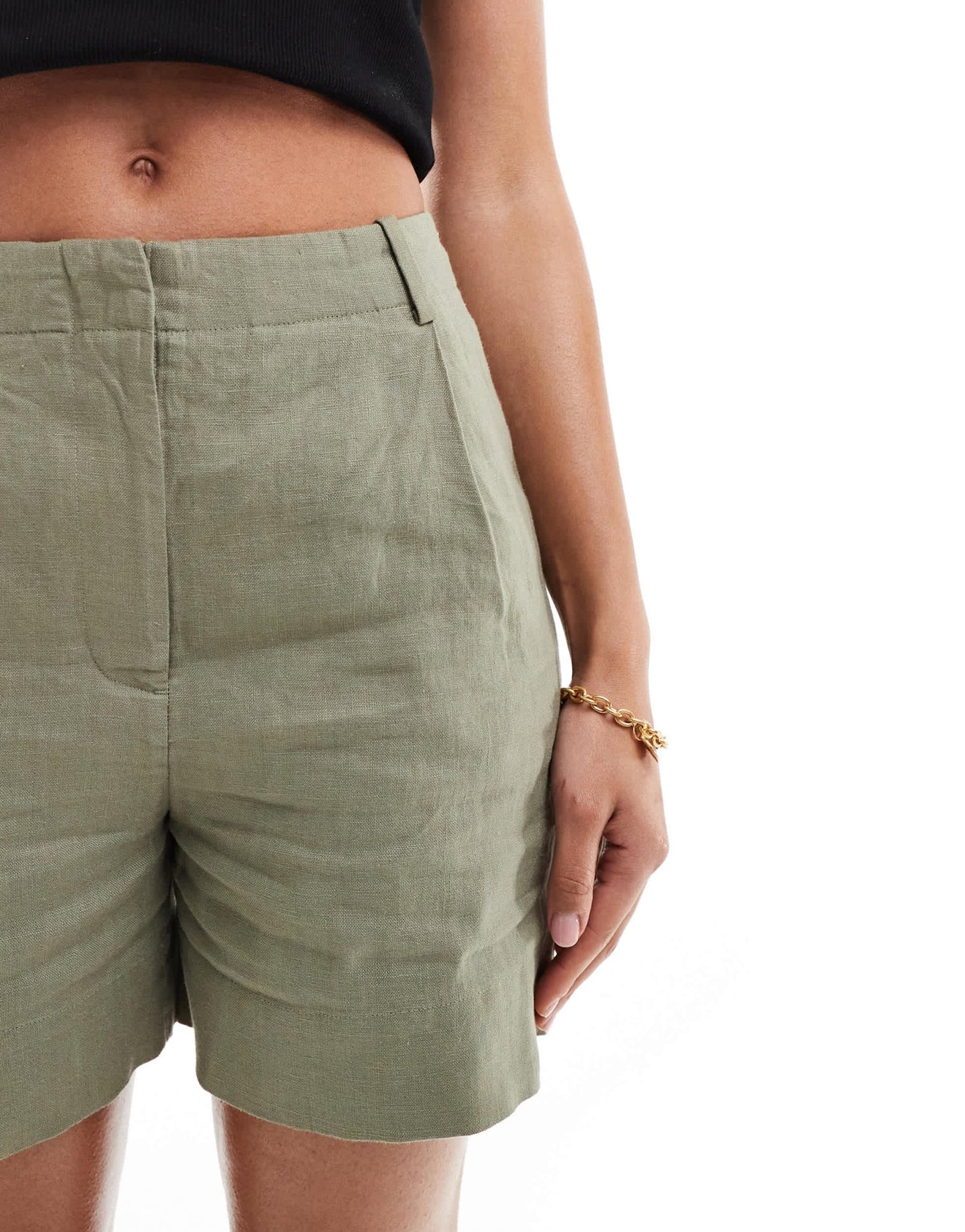 & Other Stories co-ord linen high waist shorts in khaki exclusive to ASOS - ASOS Sample Sale