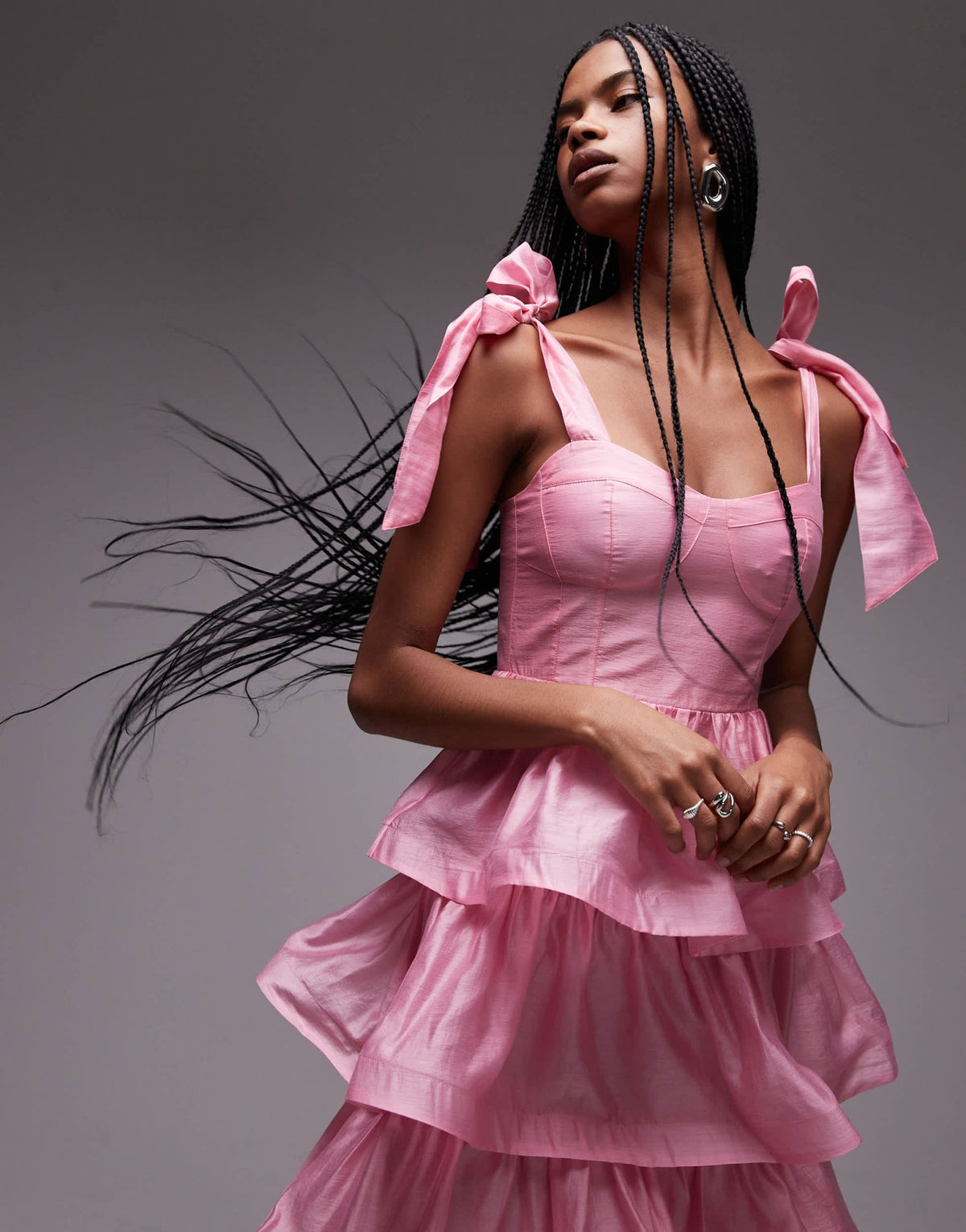 & Other Stories corset front tiered maxi dress in pink - ASOS Sample Sale