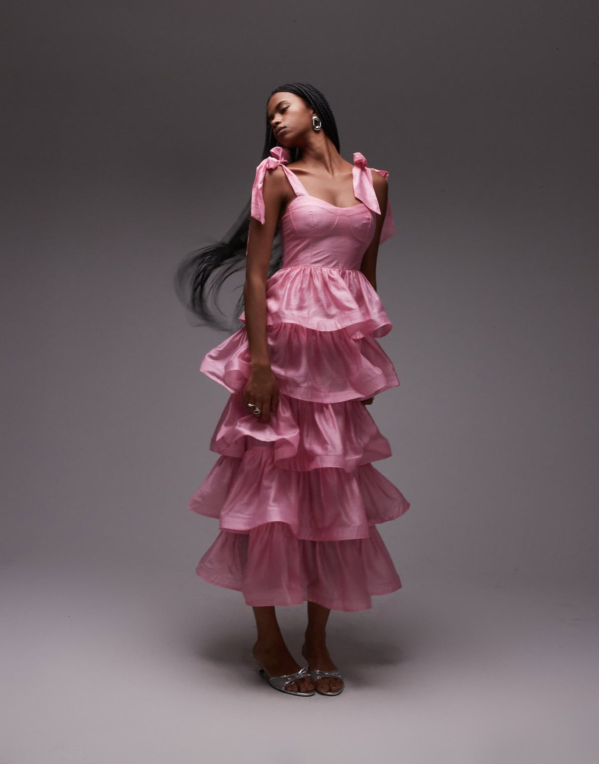 & Other Stories corset front tiered maxi dress in pink - ASOS Sample Sale