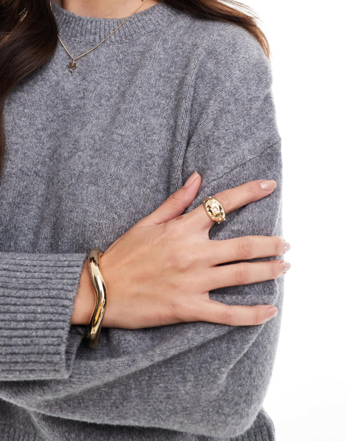 & Other Stories crew neck jumper in grey melange - ASOS Sample Sale
