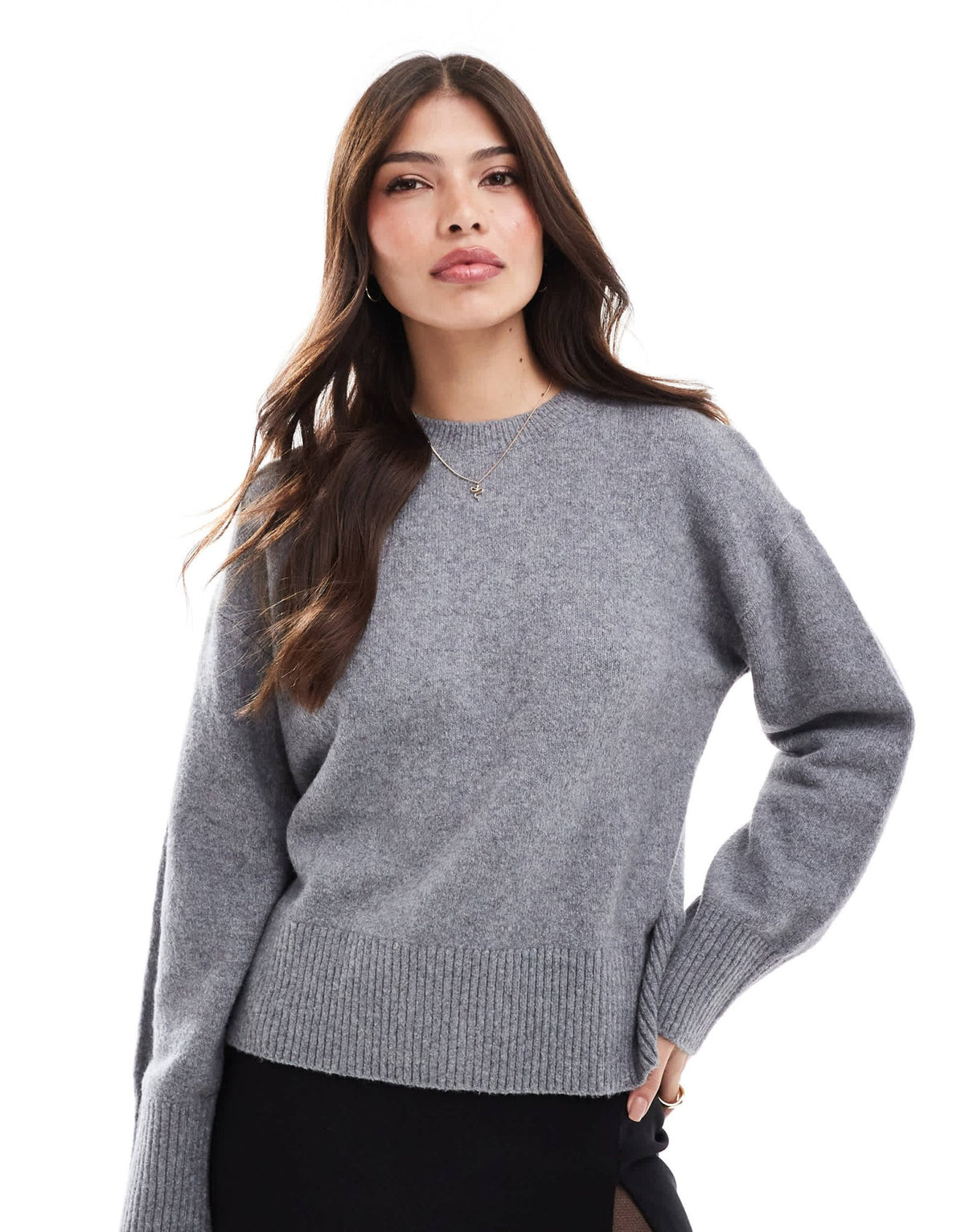 & Other Stories crew neck jumper in grey melange - ASOS Sample Sale