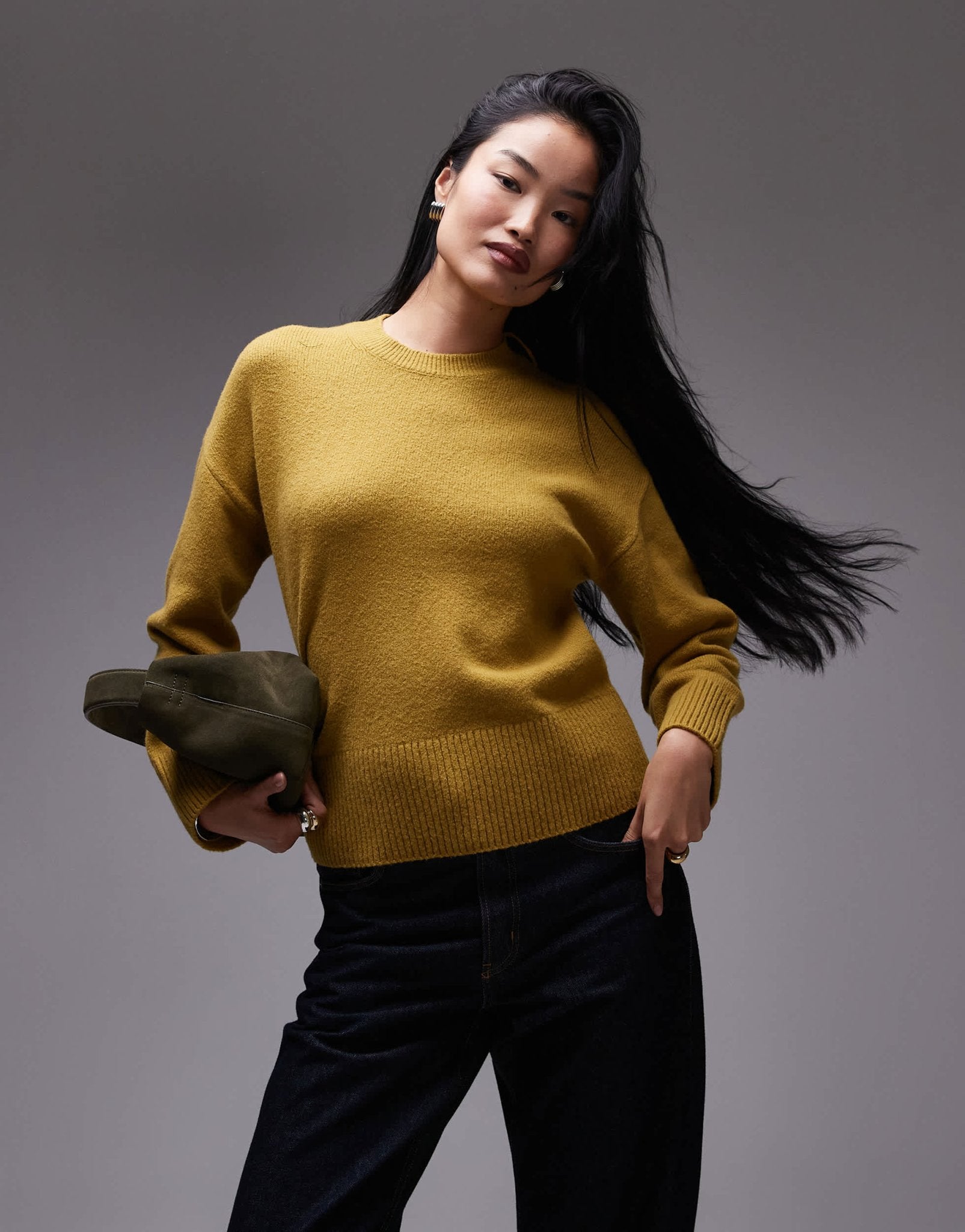 & Other Stories crew neck jumper in mixed olive exclusive to ASOS - ASOS Sample Sale