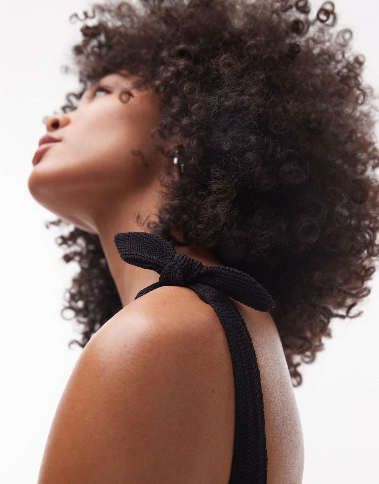 & Other Stories crinkle swimsuit with knot detail in black - ASOS Sample Sale