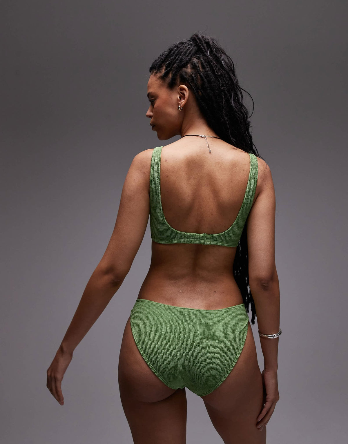 & Other Stories crinkle triangle knot bikini top in green - ASOS Sample Sale