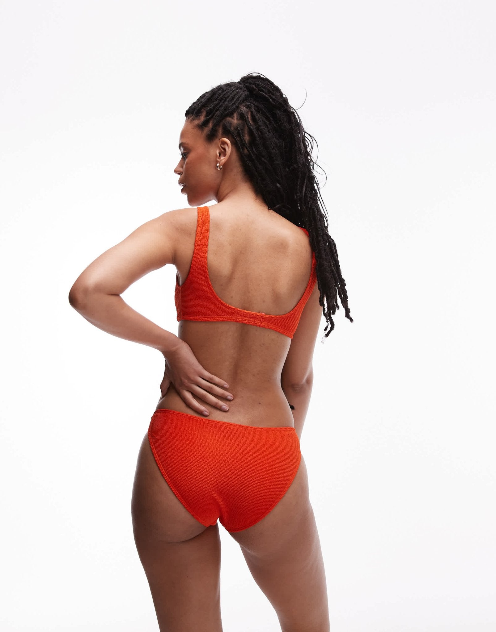 & Other Stories crinkle triangle knot bikini top in orange - ASOS Sample Sale