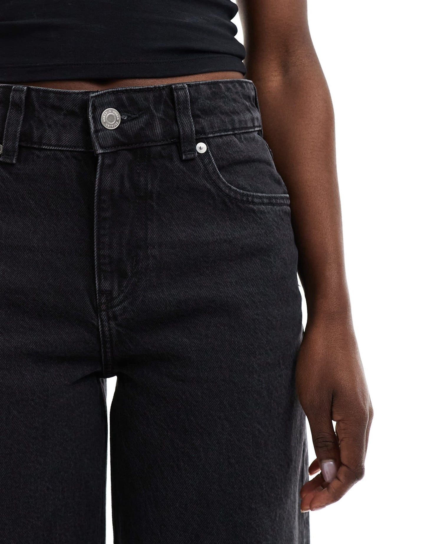 & Other Stories Gio mid waist relaxed wide leg jeans in washed black - ASOS Sample Sale