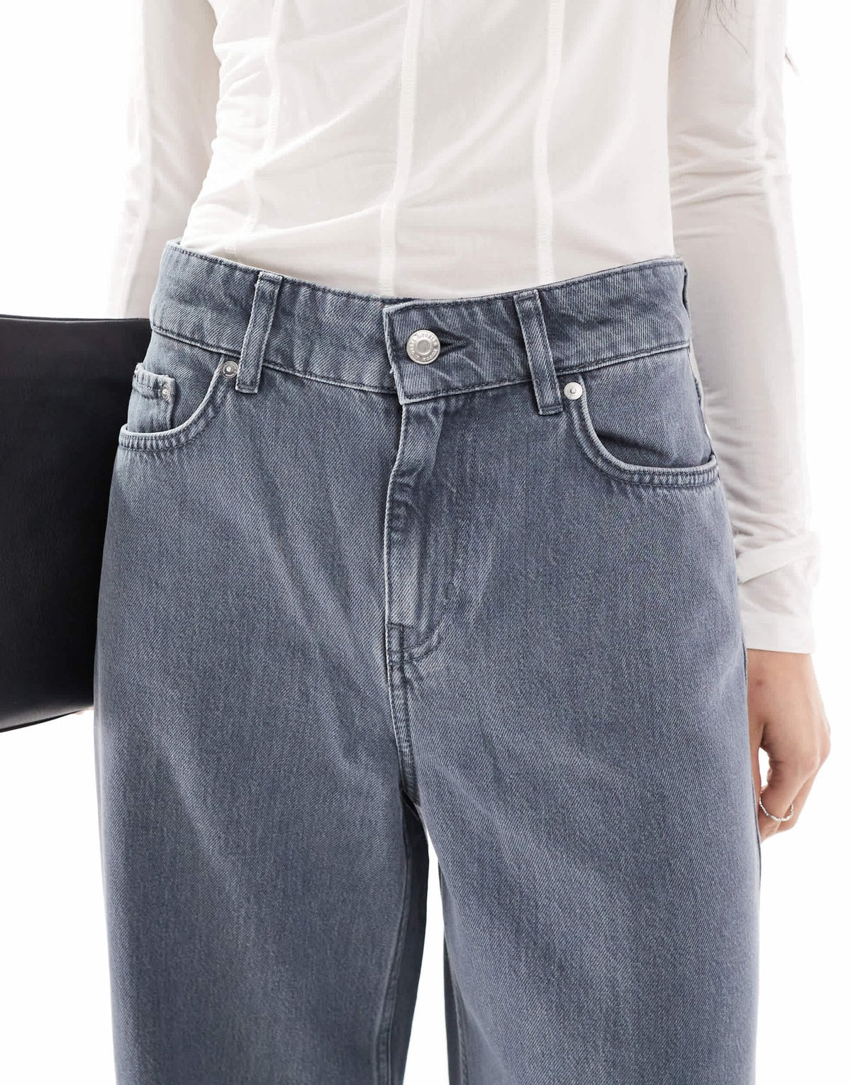 & Other Stories Gio mid waist relaxed wide leg jeans in washed grey - ASOS Sample Sale